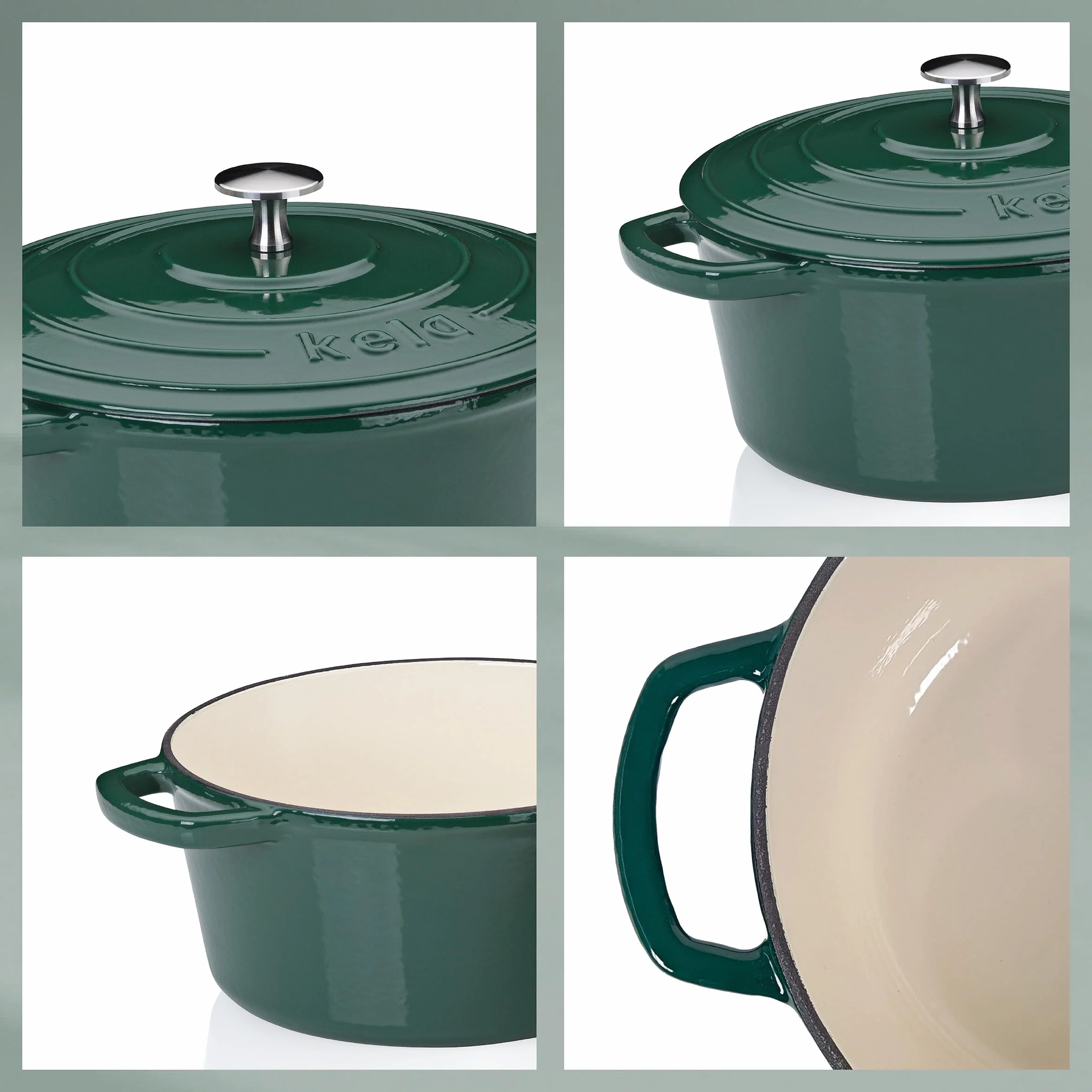 Kela Garnek Żeliwny Okrągły 3,8 L Dutch Oven CALIDO Indukcyjny Zielony