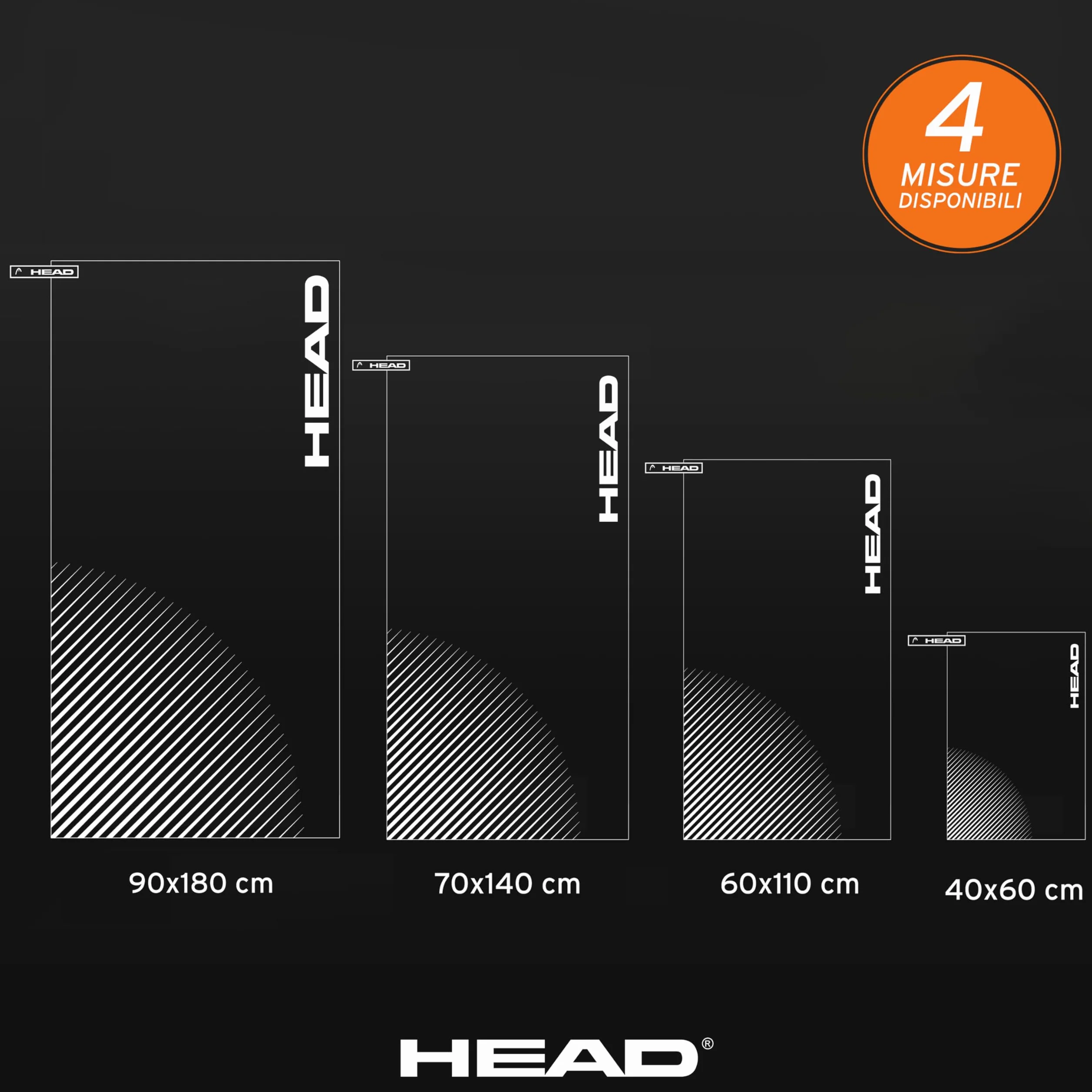 HEAD Active Stripes Ręcznik z Mikrofibry 60 x 110 szybkoschnący elastyczny lekki do siłowni