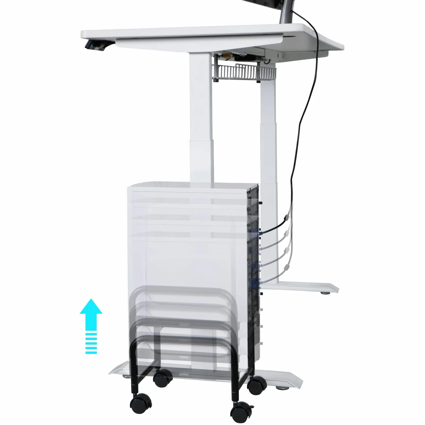 EUREKA ERGONOMIC Regulowany wysokościowo stojak na wieżę komputerową ATX-Case PC, stal czarny
