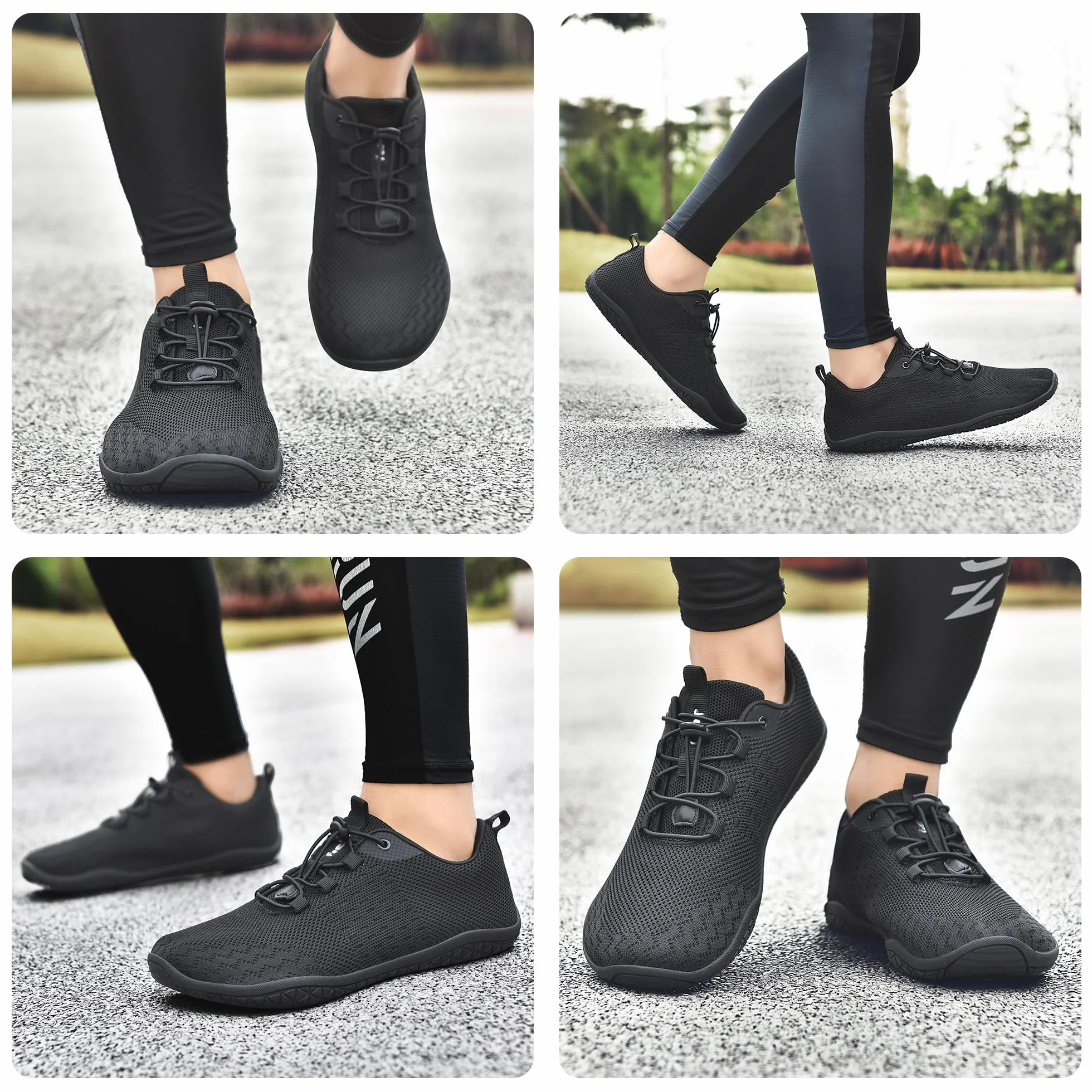 Geweo Buty Barefoot Mężczyźni Kobiety Lato Barefoot Shoes Szeroką Skrzynką na Palce Lato Oddychające Buty do Biegania Buty do Treningu Lekkie Wygodne Buty Fitness Sneaker Unisex Czarny 44EU