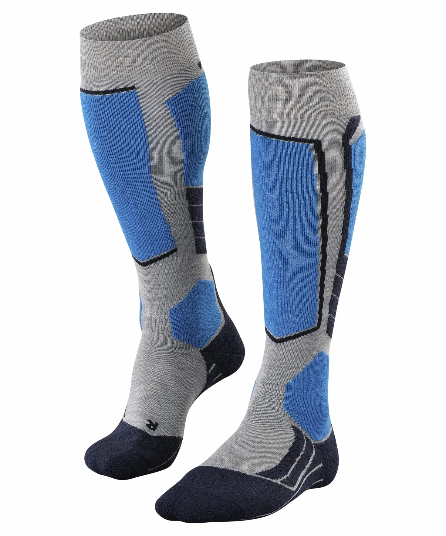 FALKE Mężczyźni Skarpety narciarskie SK2 Intermediate Wool M Kh Oddychający I Szybkoschnący ciepłe grube 1 Para, Szary Light Grey 3400, 39-41