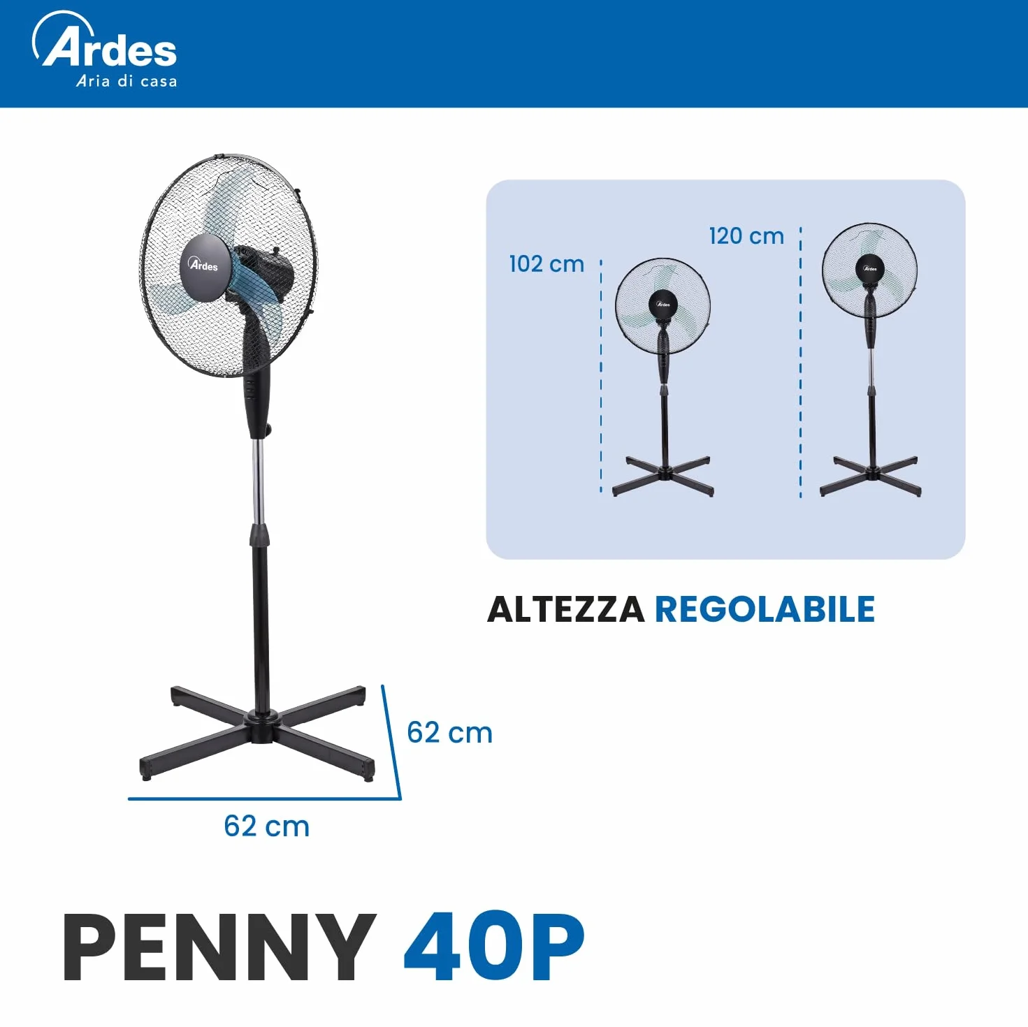 ARDES AR5AM40P Wentylator stojący 40 cm 3 prędkości oscylacja regulacja wysokości