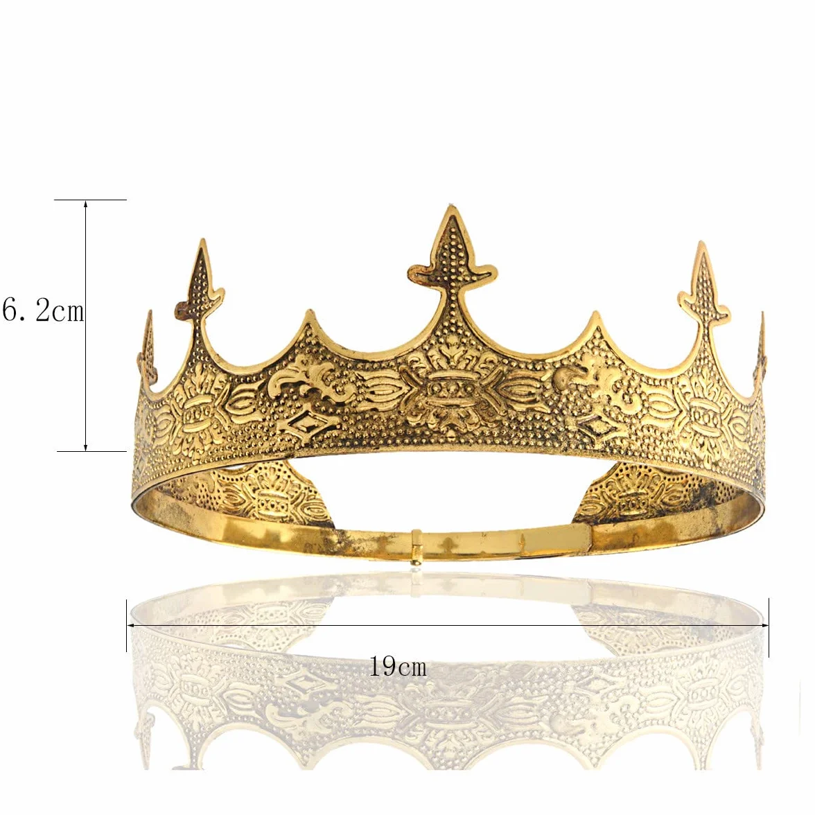 Korona Biżuteria do włosów Królewski Król Diadem Mężczyźni Metal Big Tiaras Na Halloween Kostium (Ciemne Złoto)