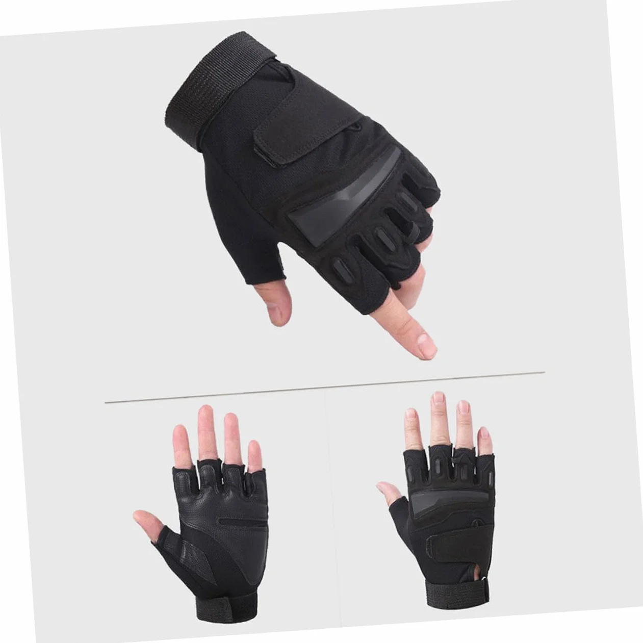 Rękawiczki Rowerowe MTB Half Finger Oddychające Czarne Odporne Wstrząsy