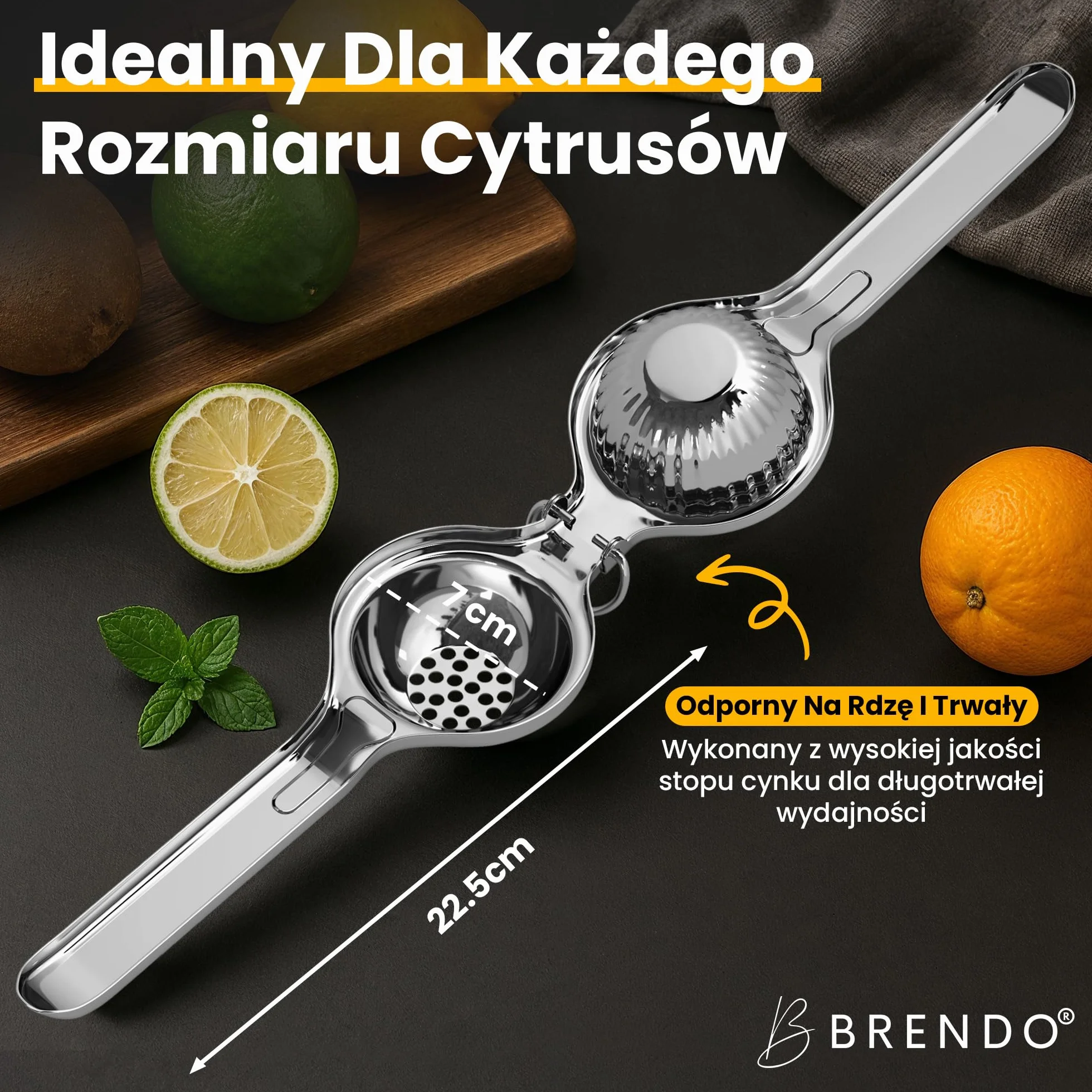 Wyciskacz do Cytrusów Brendo Premium Uniwersalny rozmiar do wszystkich owoców cytrusowych 100% efektywne wyciskanie można myć w zmywarce