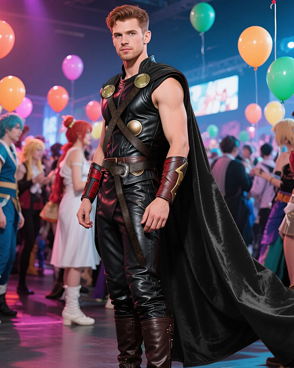 keland Średniowieczna peleryna Thor kostium dla kobiet i mężczyzn, Halloween, karnawał (czarna)