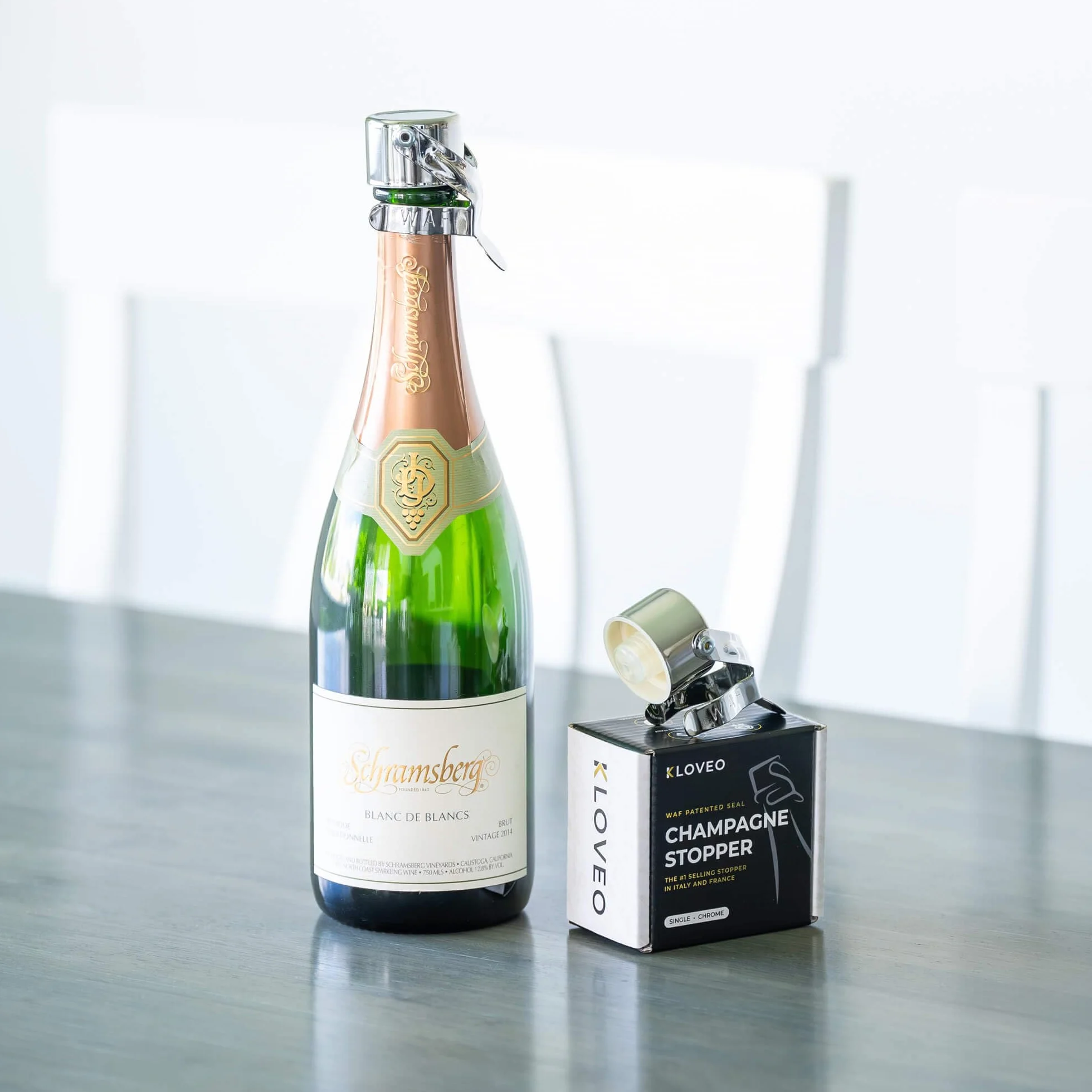 Kloveo Korek do Szampana - Profesjonalna Zatyczka do Butelki WAF, idealna do Prosecco, Cava i Win Musujących - Opatentowane Uszczelnienie (Niepotrzebna Pompa Ciśnieniowa) - Produkt z Włoch