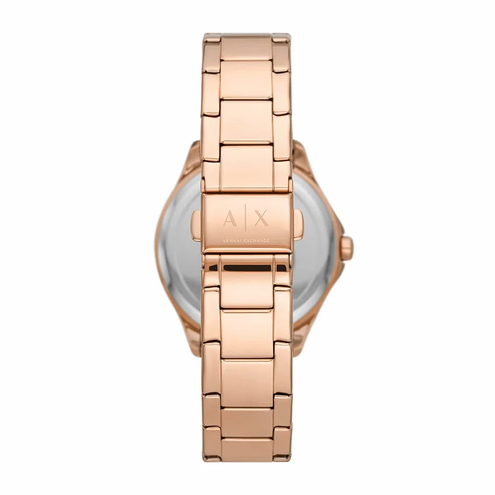 Armani Exchange Damski Zegarek z Trzema Wskazówkami, w Kolorze Różowego Złota, ze Stali Nierdzewnej