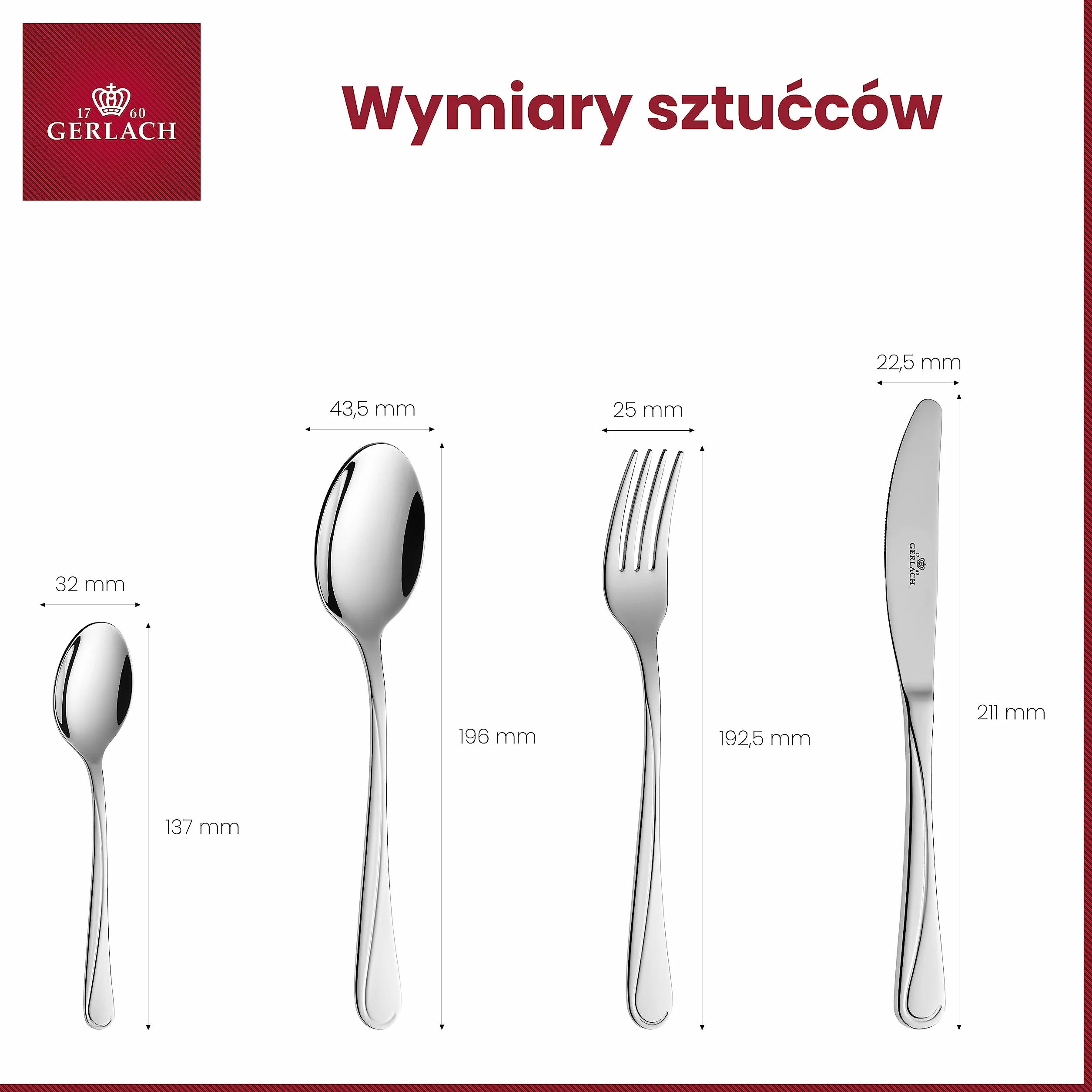 Gerlach Zestaw Sztućców Ze Stali Szlachetnej Nierdzewny 24 El Dla 6 Osób