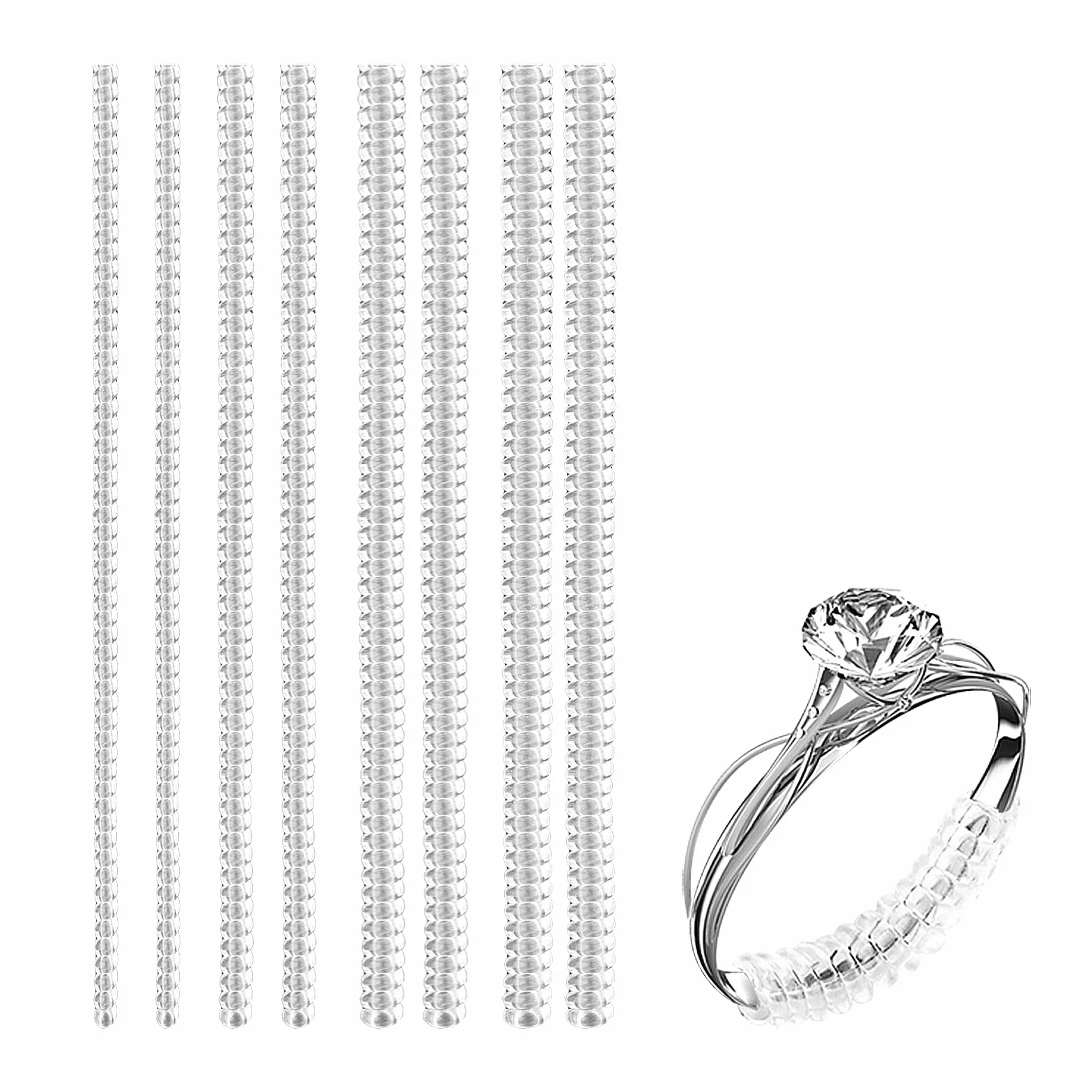 KINBOM 8 Sztuk Niewidoczny Luzny Rozmiar Pierscionka, Przezroczysty Luzny Regulator Rozmiaru Pierscionka Ring Size Adjuster dla Kobiet Obraczki (4 Rozmiary)