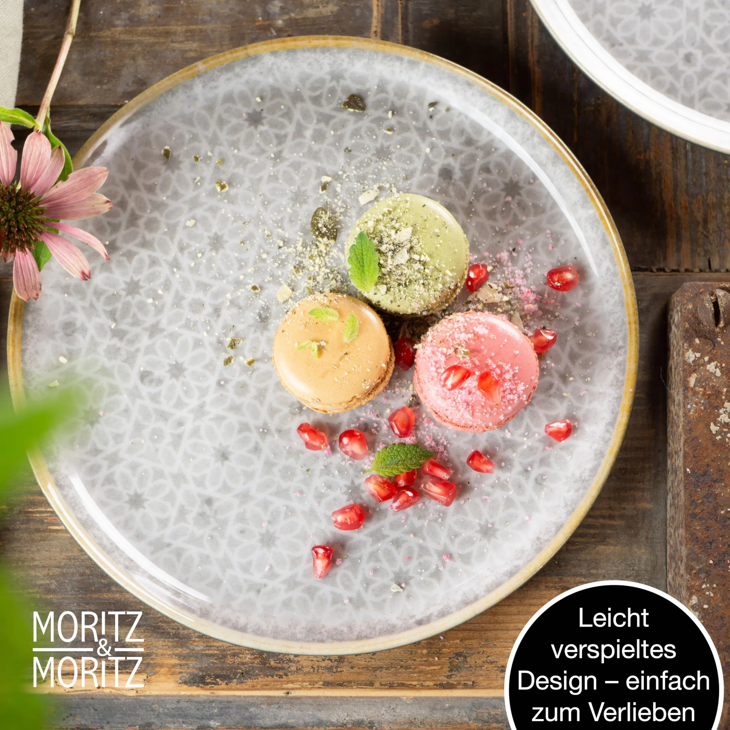 Moritz & Moritz TERRA 18-częściowy zestaw naczyń porcelanowych dla 6 osób subtelna szarość