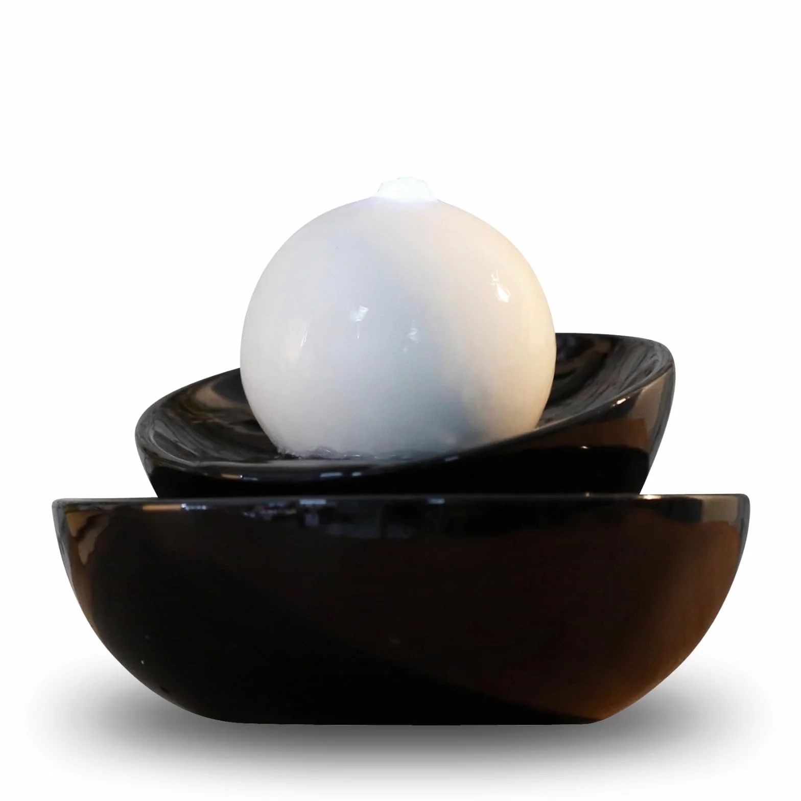Zen'Light Zen Flow fontanna pokojowa LED ceramiczna czarno-biała 23 x 23 x 18 cm