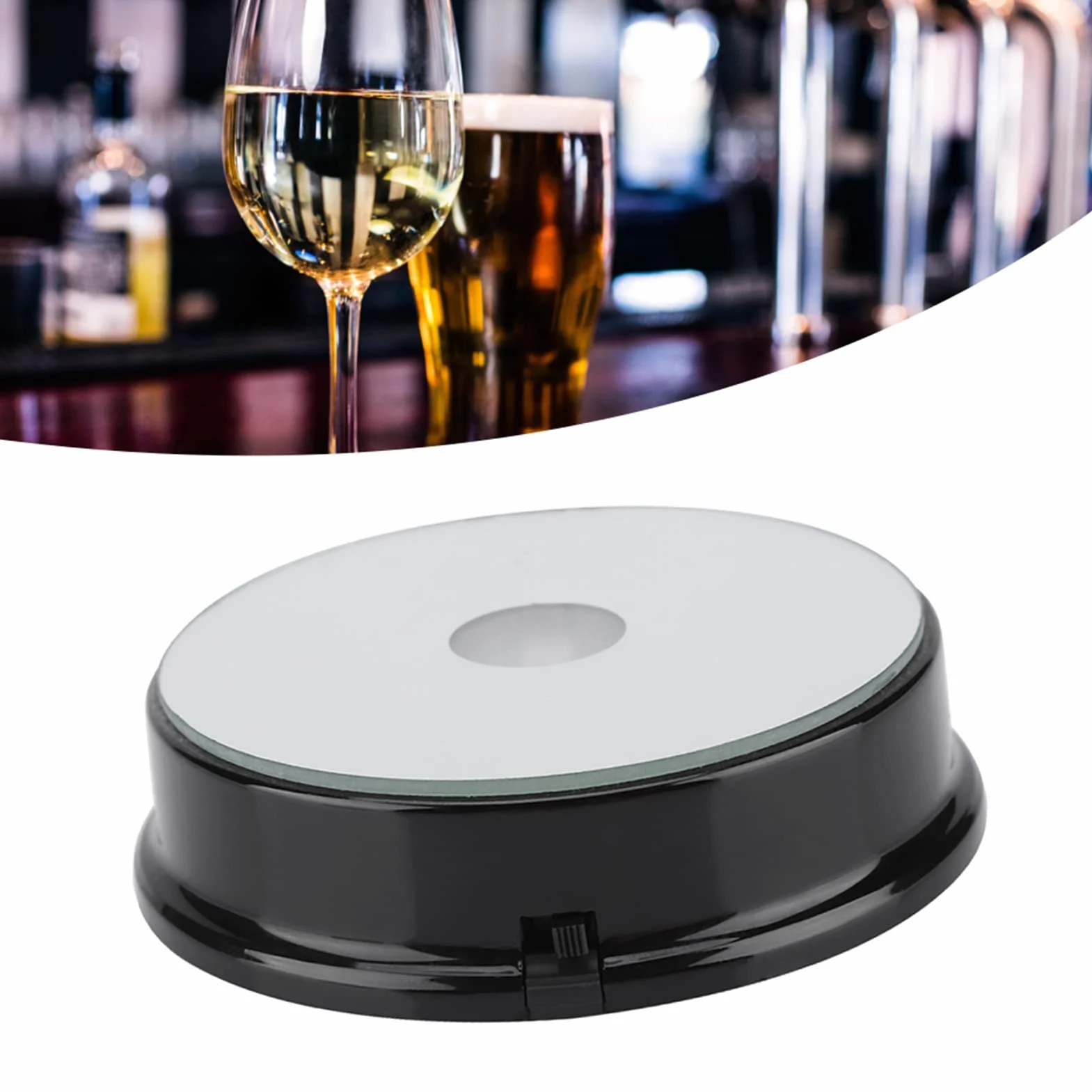 Ausla Podstawka LED, 4 sztuki, tworzywo sztuczne, siedmiokolorowe diody LED, okrągłe, kolorowe światło, kryształowa podstawa do szklanych butelek, sztuki kryształowej, figurki, dekoracji domu