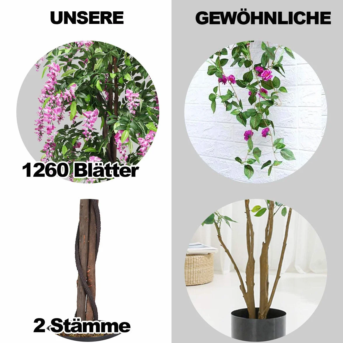 COSTWAY Sztuczne drzewo z kwiatami 180 cm duża roślina w doniczce
