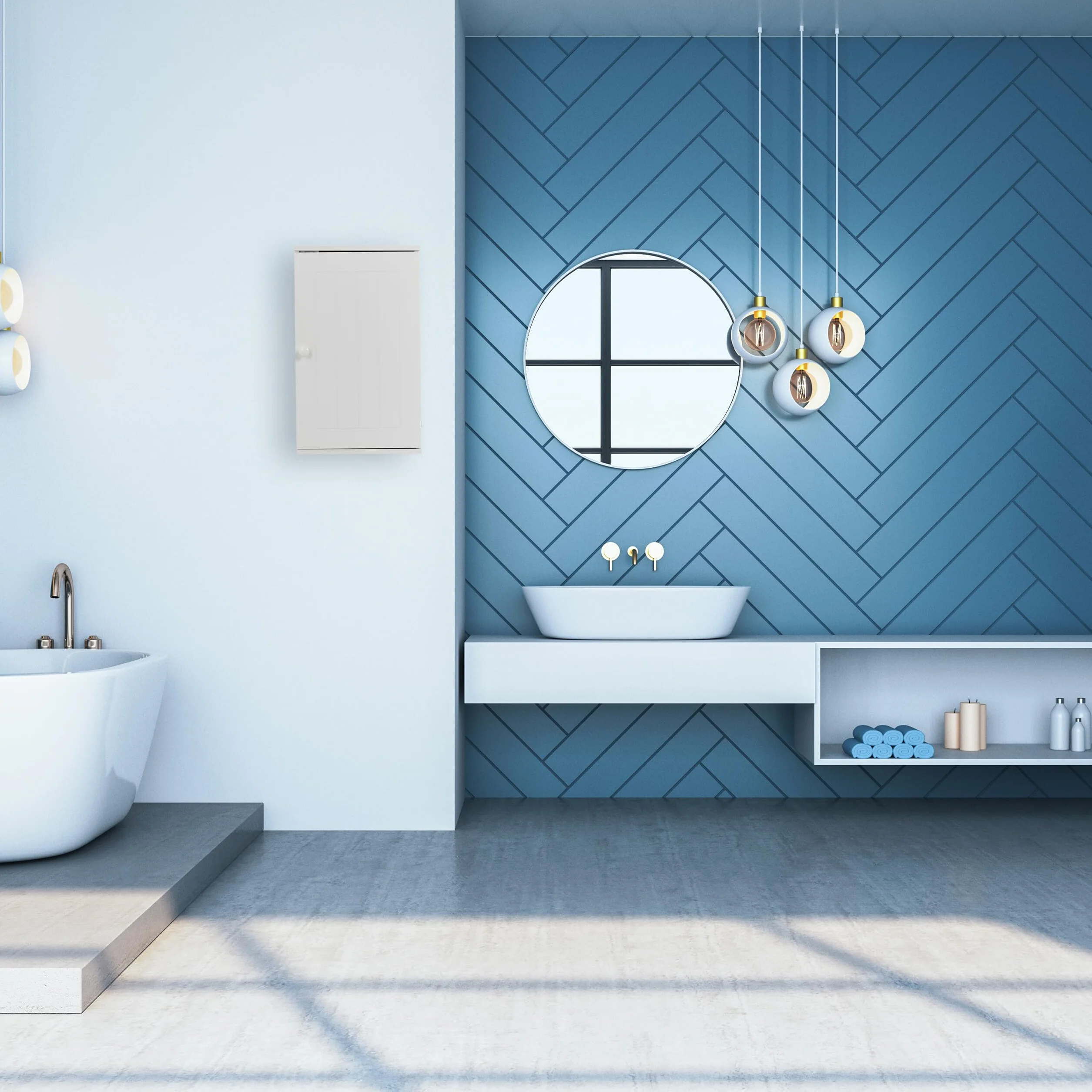 Relaxdays Szafka łazienkowa wisząca biała 50x30x15,5 cm z drzwiami i 2 półkami