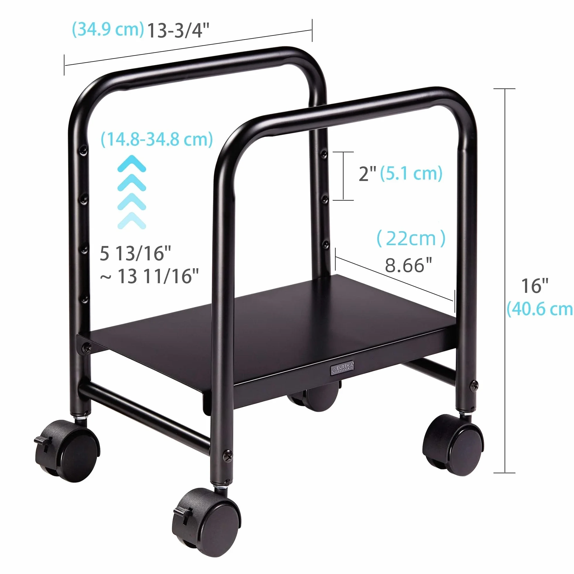 EUREKA ERGONOMIC Regulowany wysokościowo stojak na wieżę komputerową ATX-Case PC, stal czarny