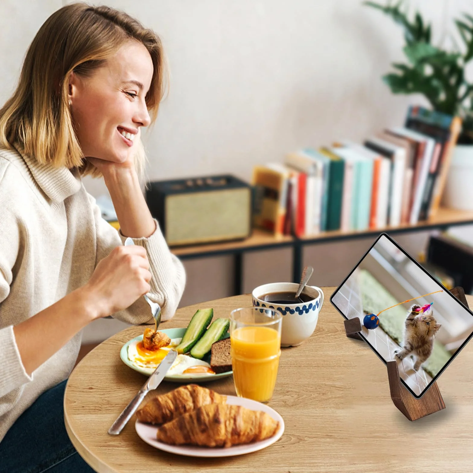 Drewniany stojak na książki kucharskie, stojak na książki kucharskie, stojak na książki do kuchni, na iPada, tablet, stojak