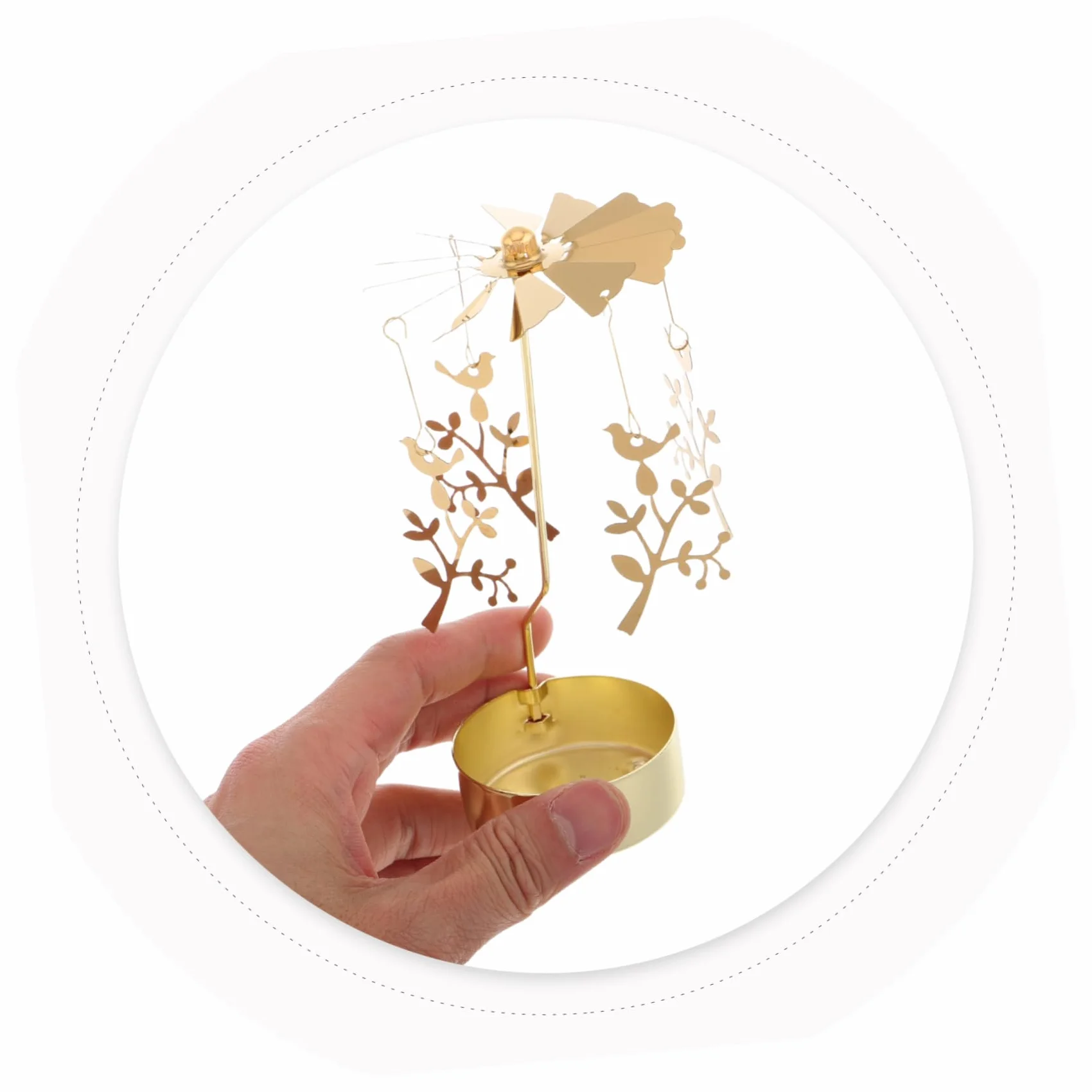 iplusmile Świecznik Obrotowy Świeca Wystrój Domu Świeczki Typu Tealight Świąteczny Posiadacz Świecy Herbata Świeca Wiatrak, Świecznik Metalowy Wirujący Wiatrak Kute Żelazo Złoty