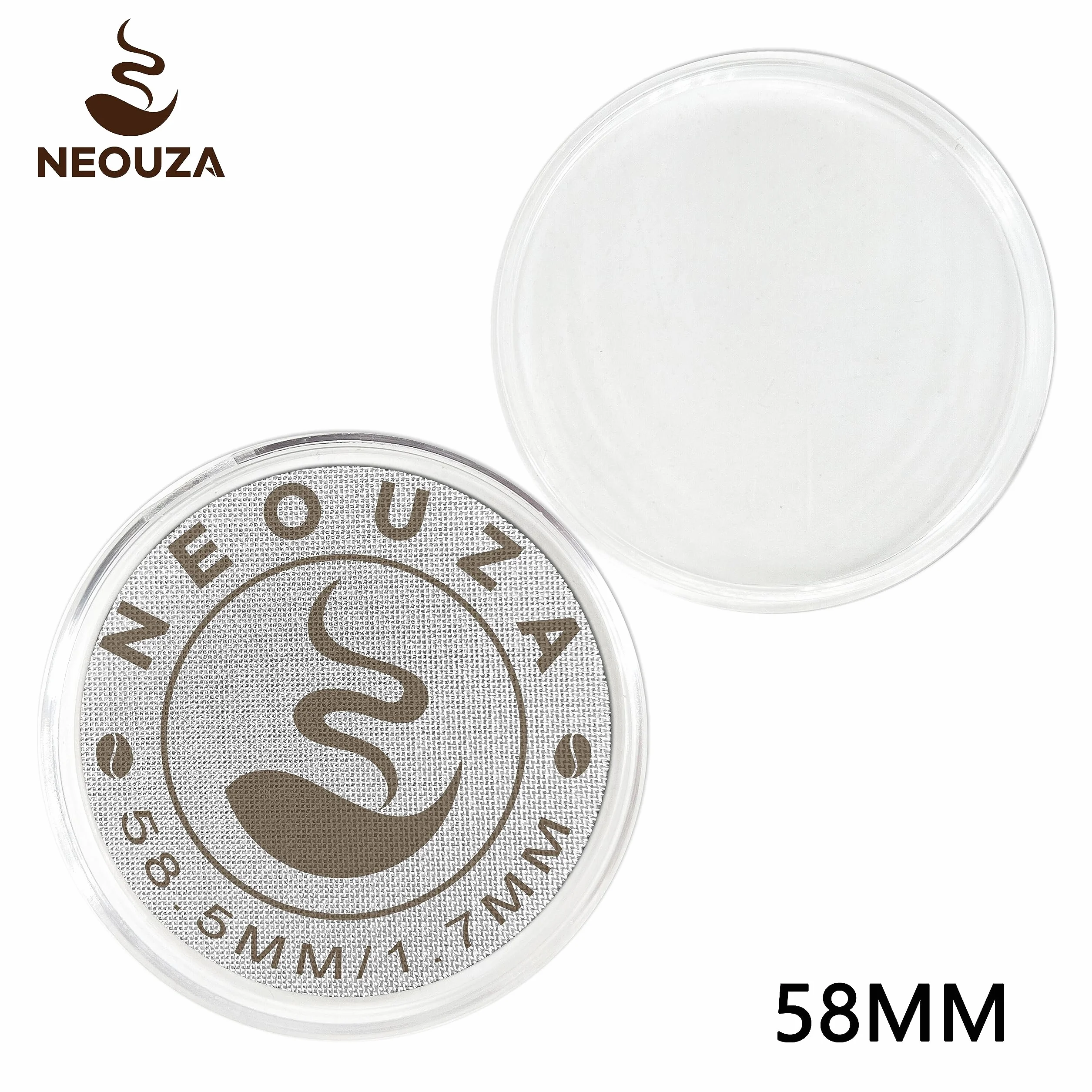 NEOUZA Krążek do espresso, 53,5 mm, wielokrotnego użytku, 1,7 mm, grubość 150 μm, stal nierdzewna, profesjonalny, dla baristy, filtr do kawy, siatka, do kolby, portafilter
