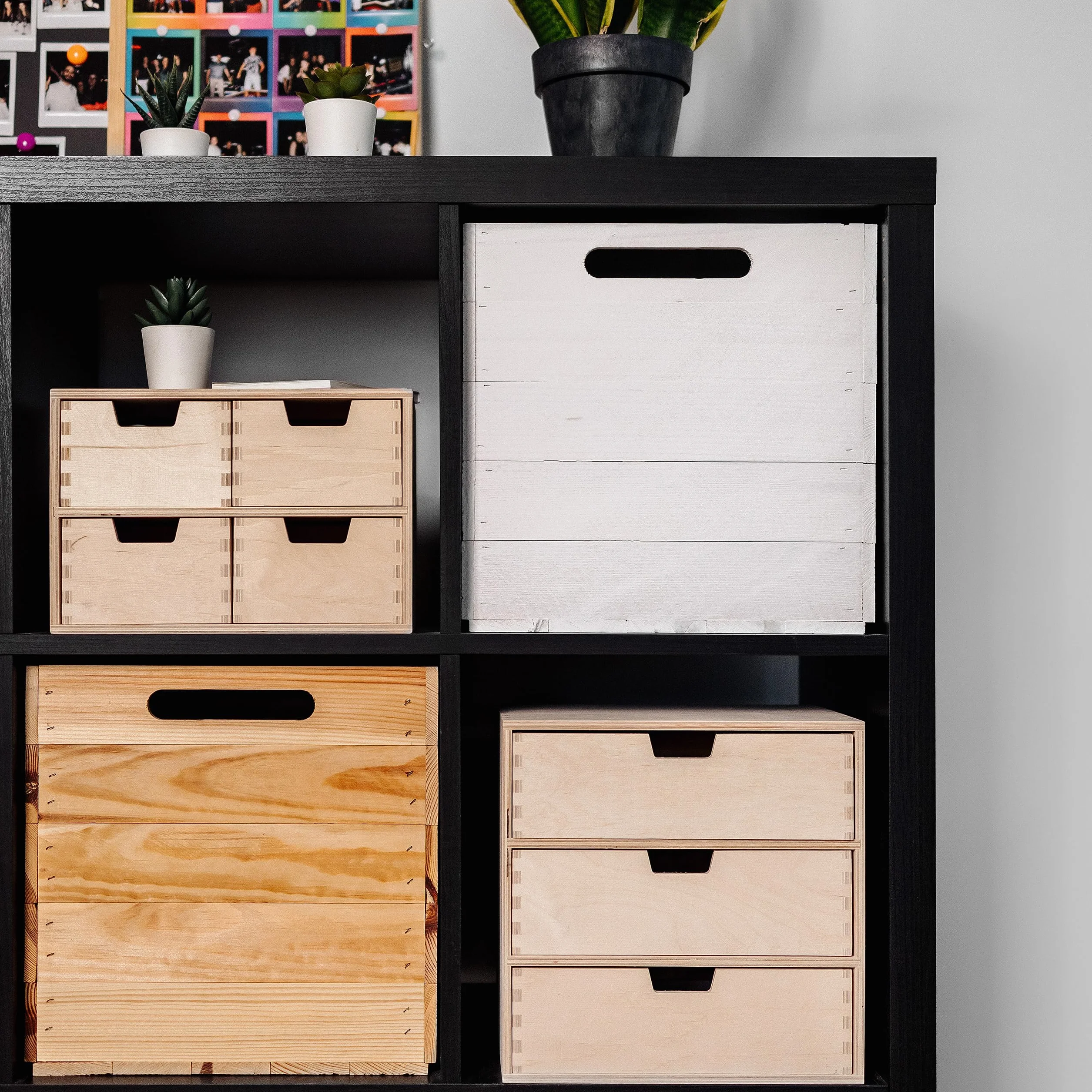 Creative Deco Drewniana Mini Komoda Organizer 3 Szufladki | 28.5 x 20 x 28.5 cm (+/- 1 cm) | Mała Szafeczka na Drobiazgi | Sklejka Niemalowana | Idealna do Przechowywania, Dekoracji i Decoupage'u
