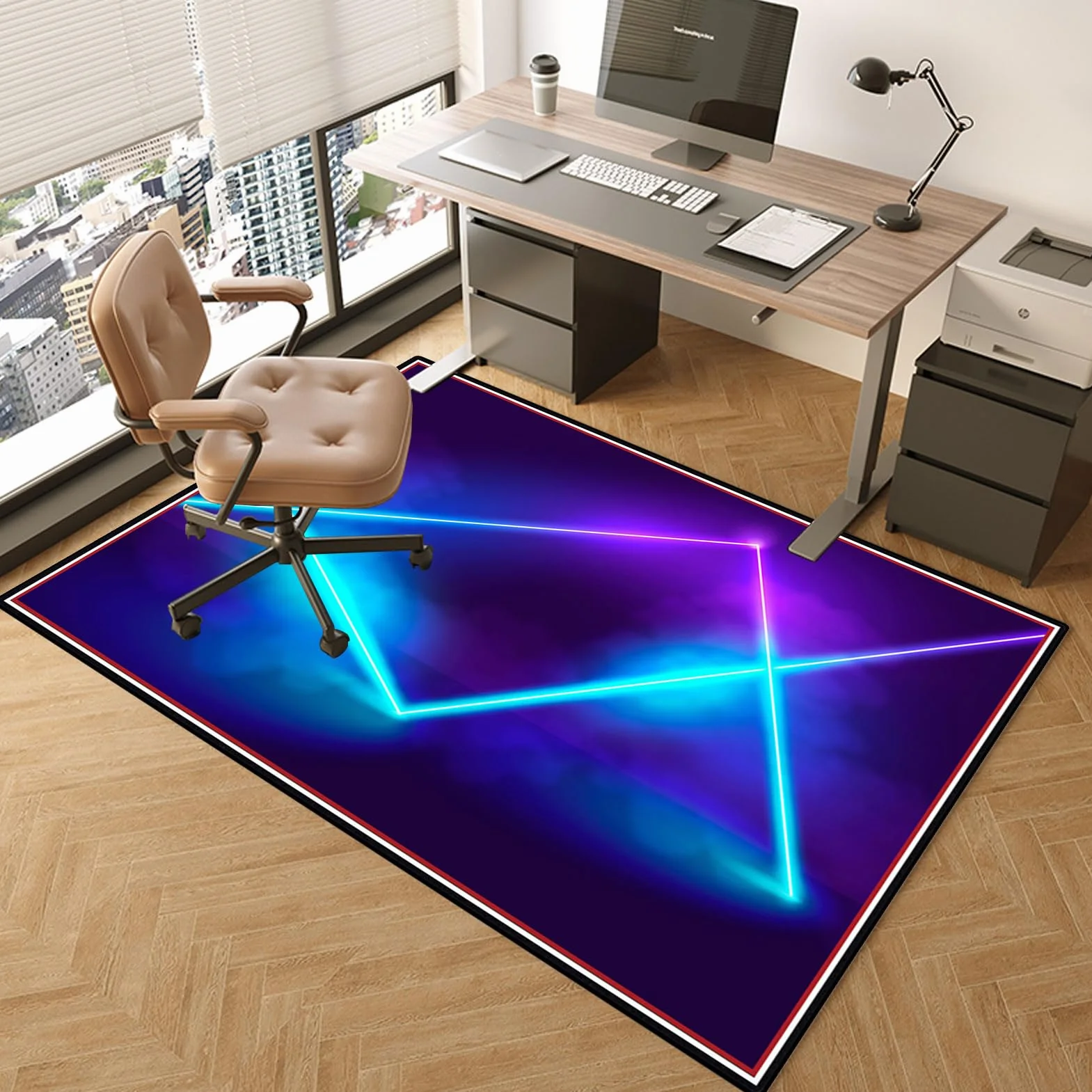 Mata na krzesło biurowe, 80 x 120 cm, mata na twardą podłogę, antypoślizgowa mata na krzesło komputerowe, ochraniacz na biurko z niskim runem, mata ochronna na krzesło do domu, drewniana mata ochronna