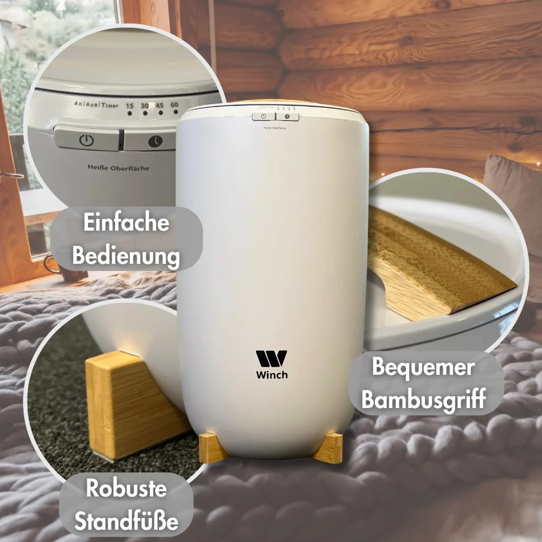 WINCH Luksusowy podgrzewacz do ręczników wellness biały elektryczny stojący 20 l z funkcją timera