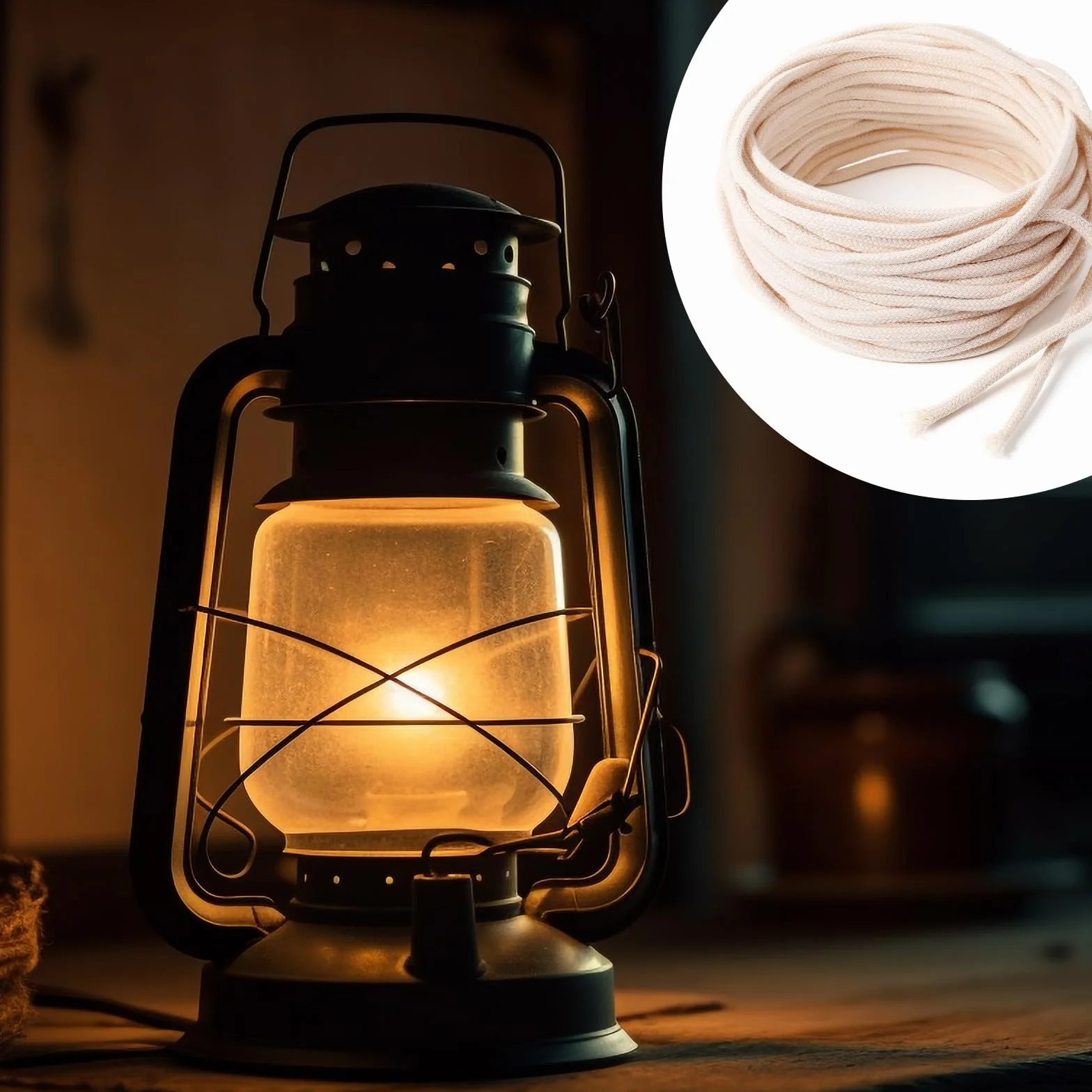 Knoty do lamp olejnych 4 mm okrągłe bawełniane