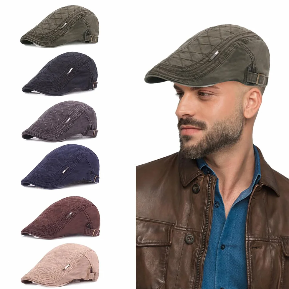 Surakey Męska czapka z daszkiem z bawełny Newsboy, kaszkiet dla mężczyzn, beret Gatsby, Newsboy, na wiosnę i jesień, oddychająca, regulowana, styl vintage, 55-60 cm