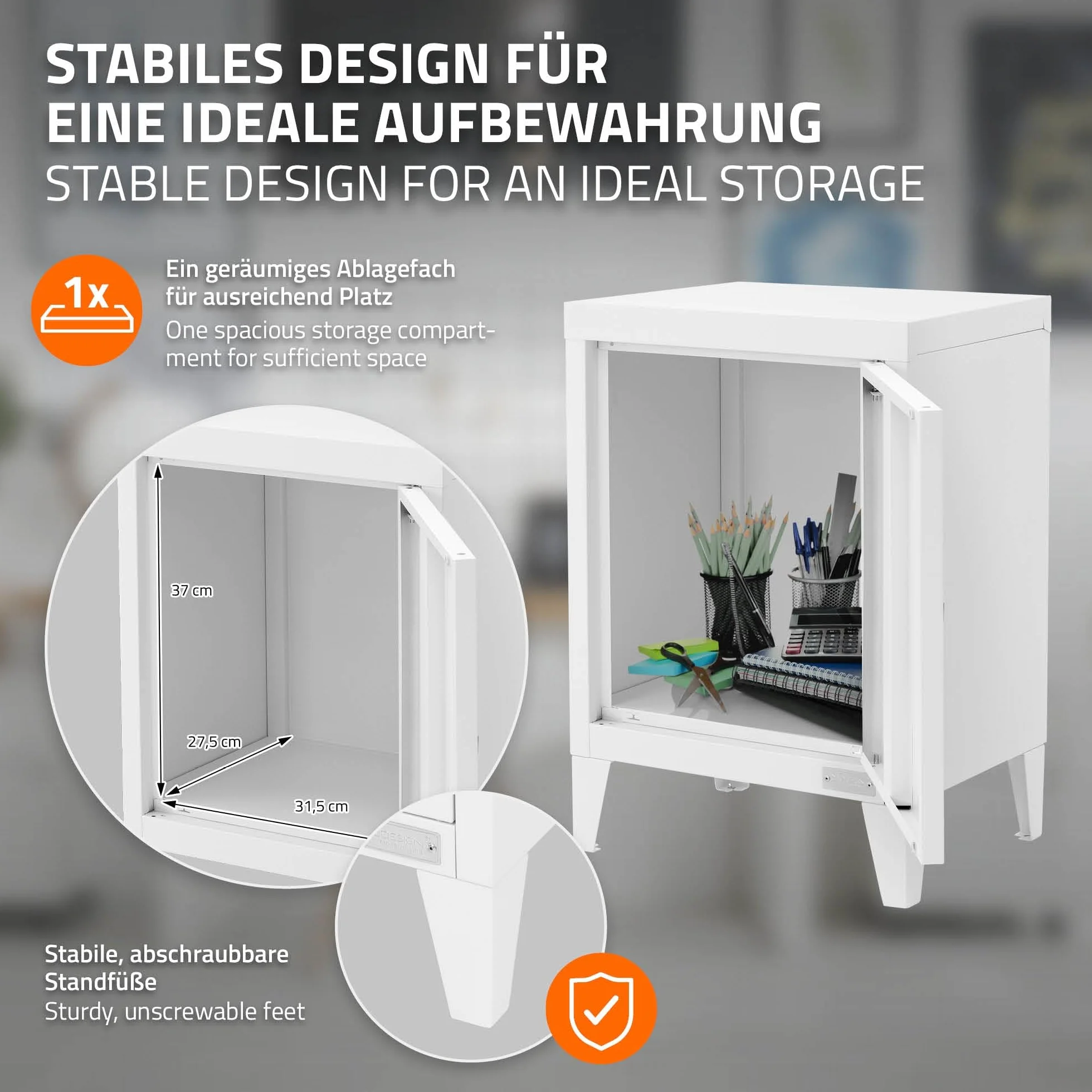 ML-Design uniwersalna szafka metalowa biała 40x30x57,5 cm stalowa z drzwiami kompaktowa