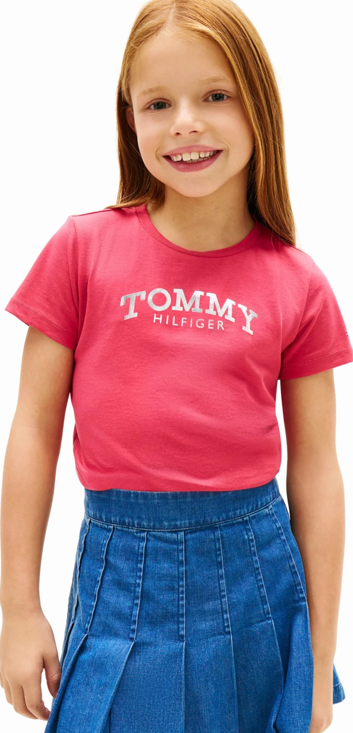 Tommy Hilfiger Dziewczęca koszulka Tommy FOIL SS KG0KG08974 S/S, CZERWONA (Vintage Cerise), 14 lat, Czerwony (Vintage Cerise), 14 lat