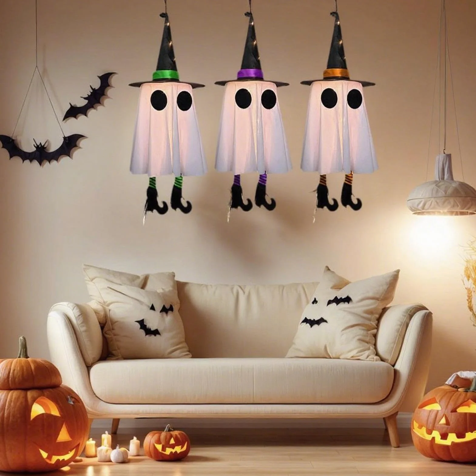 Halloween Decorations 3 Piece LED Haunted Figures Ghost Set Outdoor Garden