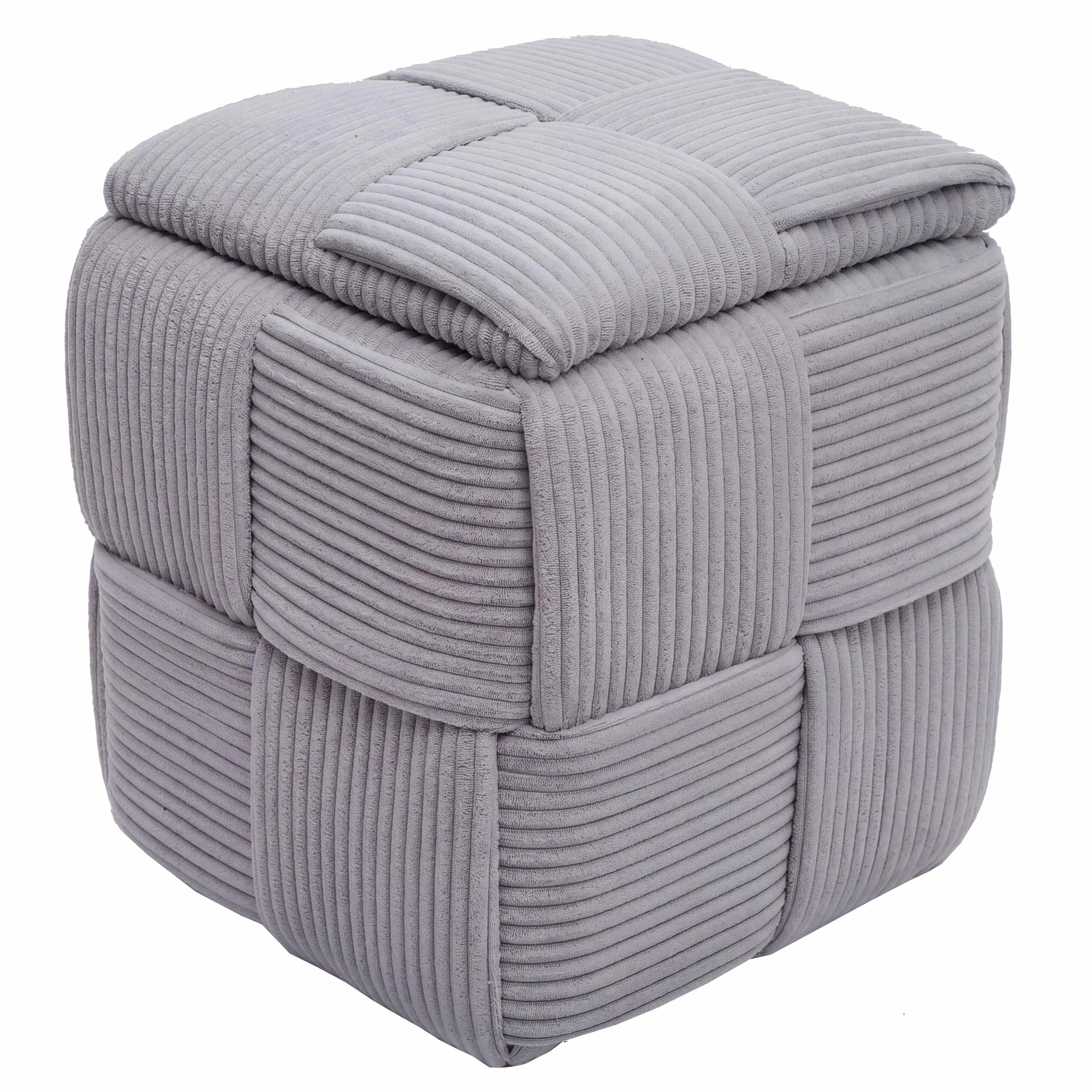 Mendler Taboret HWC-Q47 43x40x40 cm sztruks ciemnoszary