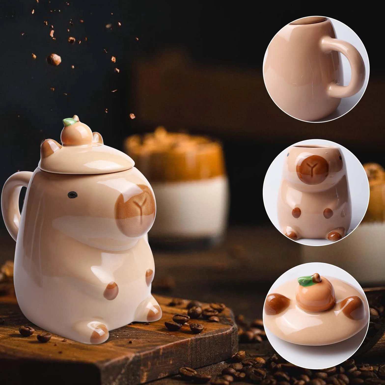 Kubek Capybara 3D ceramiczny 450 ml z pokrywką