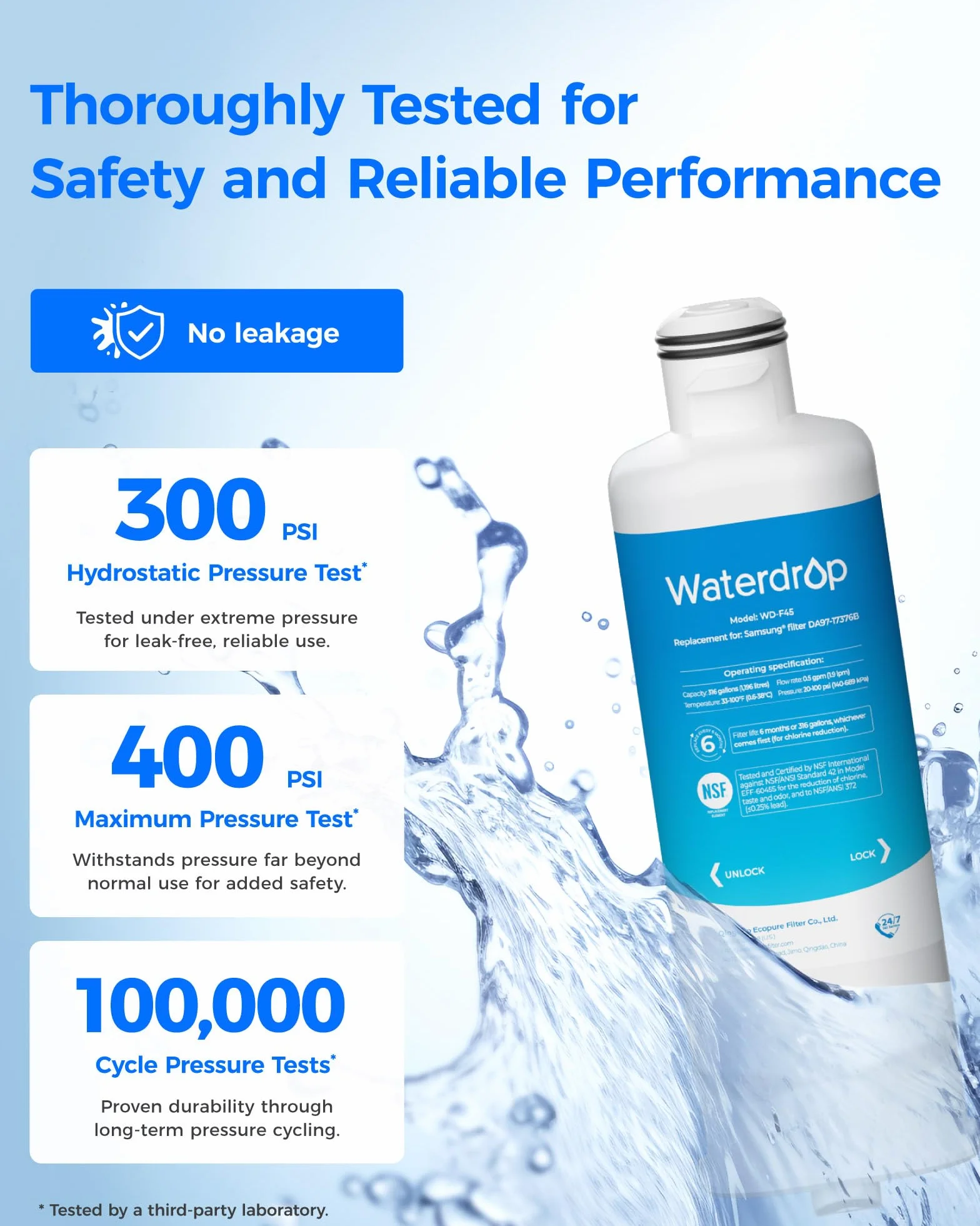 Waterdrop DA97-17376B zamiennik filtra wody do lodówki Samsung® HAF-Qin/EXP, 3 sztuki