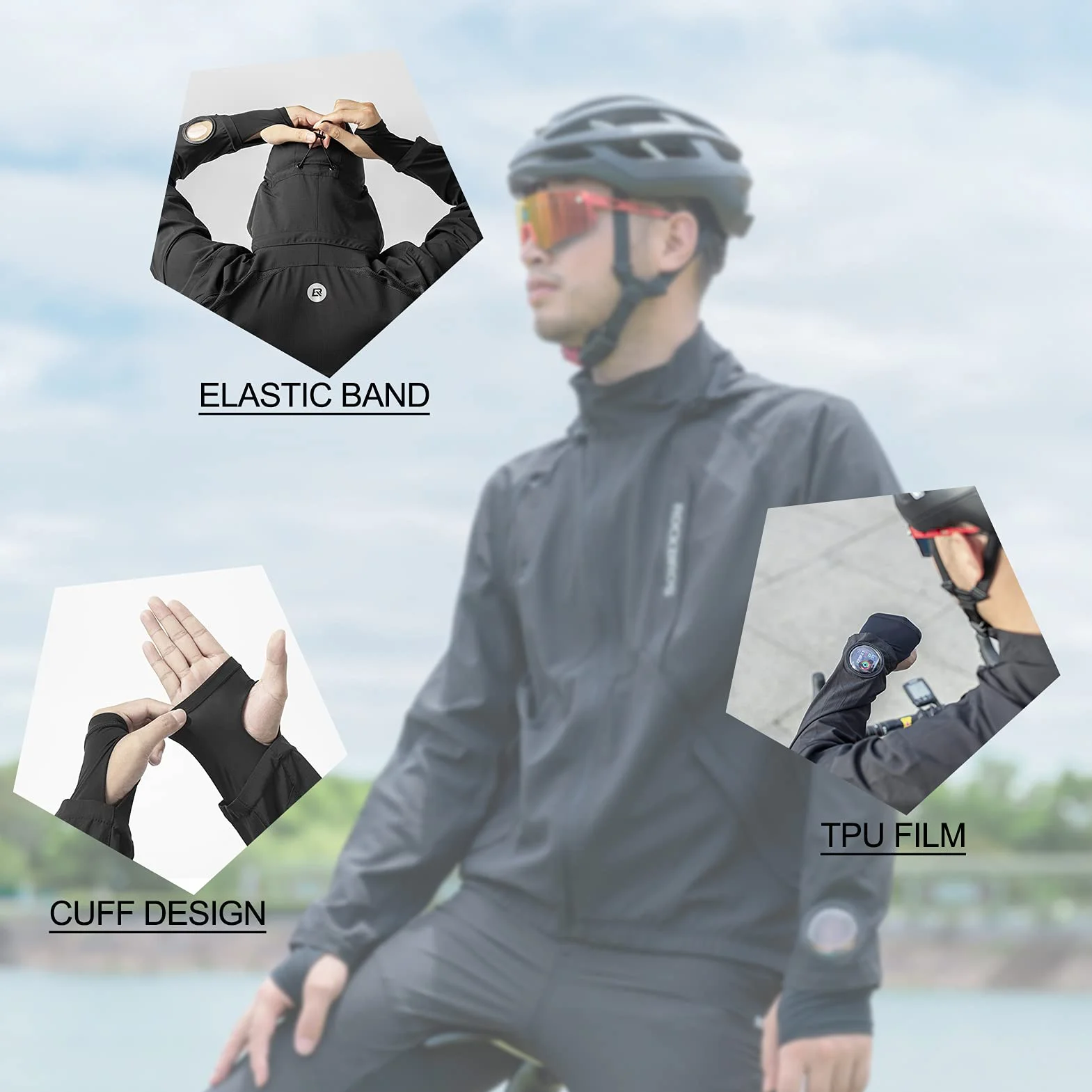 ROCKBROS Męska Kurtka Rowerowa, Elastyczna, Oddychająca, Kurtka do Biegania, Kurtka Miękkie Powłoki Softshell, Kurtka Letnia/Jesienna, M-4XL
