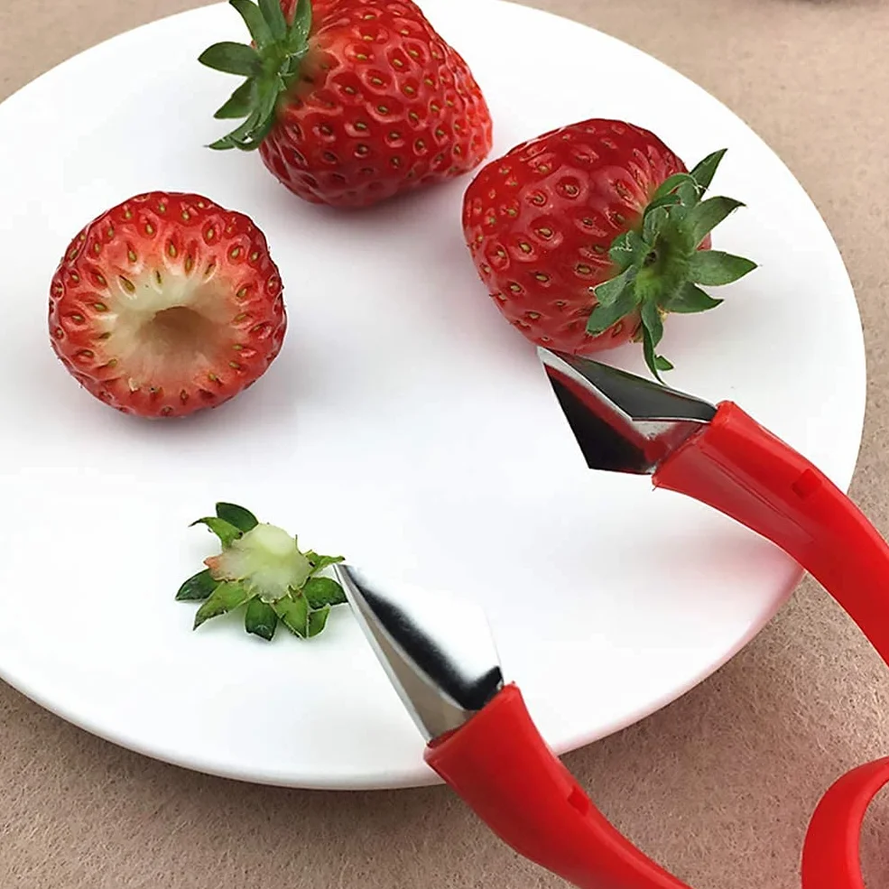 LATRAT 2 sztuki usuwania pestek truskawek ze stali nierdzewnej 9,5 x 2 cm akcesoria kuchenne