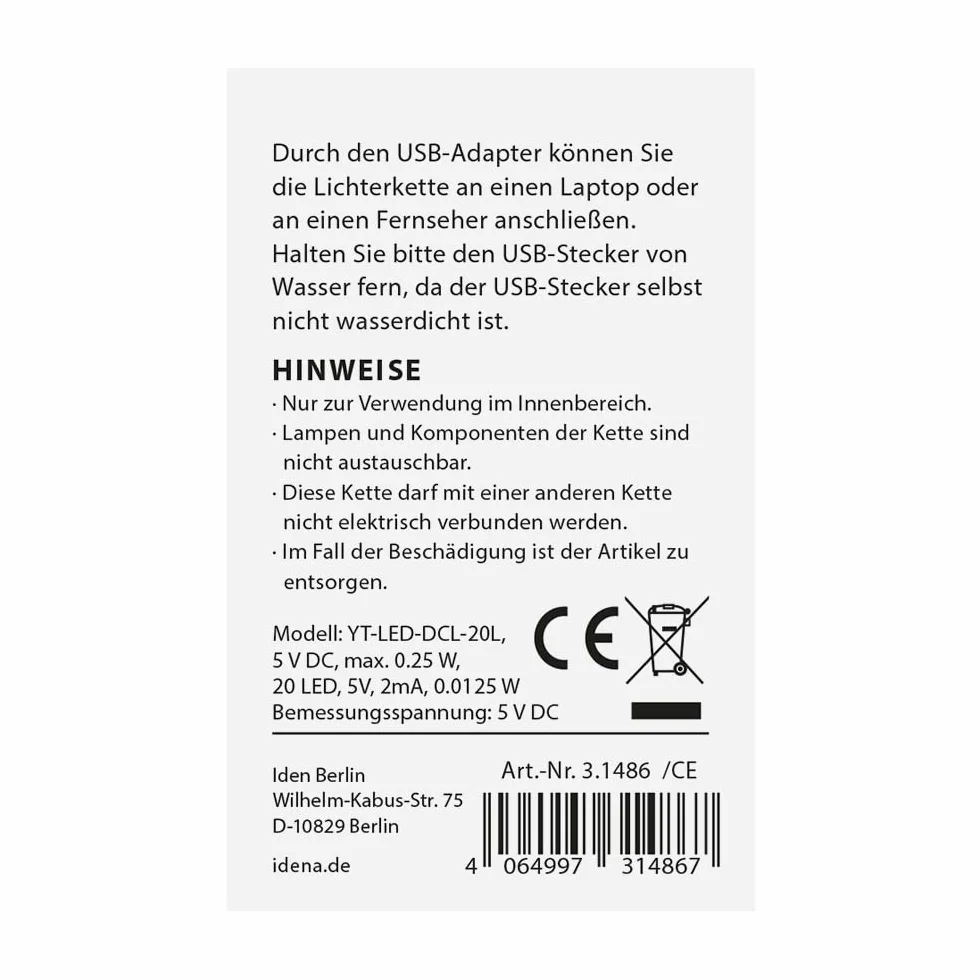 Idena 31486 Dekoracyjna choinka z 20 diodami LED ciepła biel ok. 25 cm wysokości z czerwonym drzewem w doniczce i połączeniem USB Dekoracja wnętrz jako dekoracja zimowa, adwentowa i świąteczna