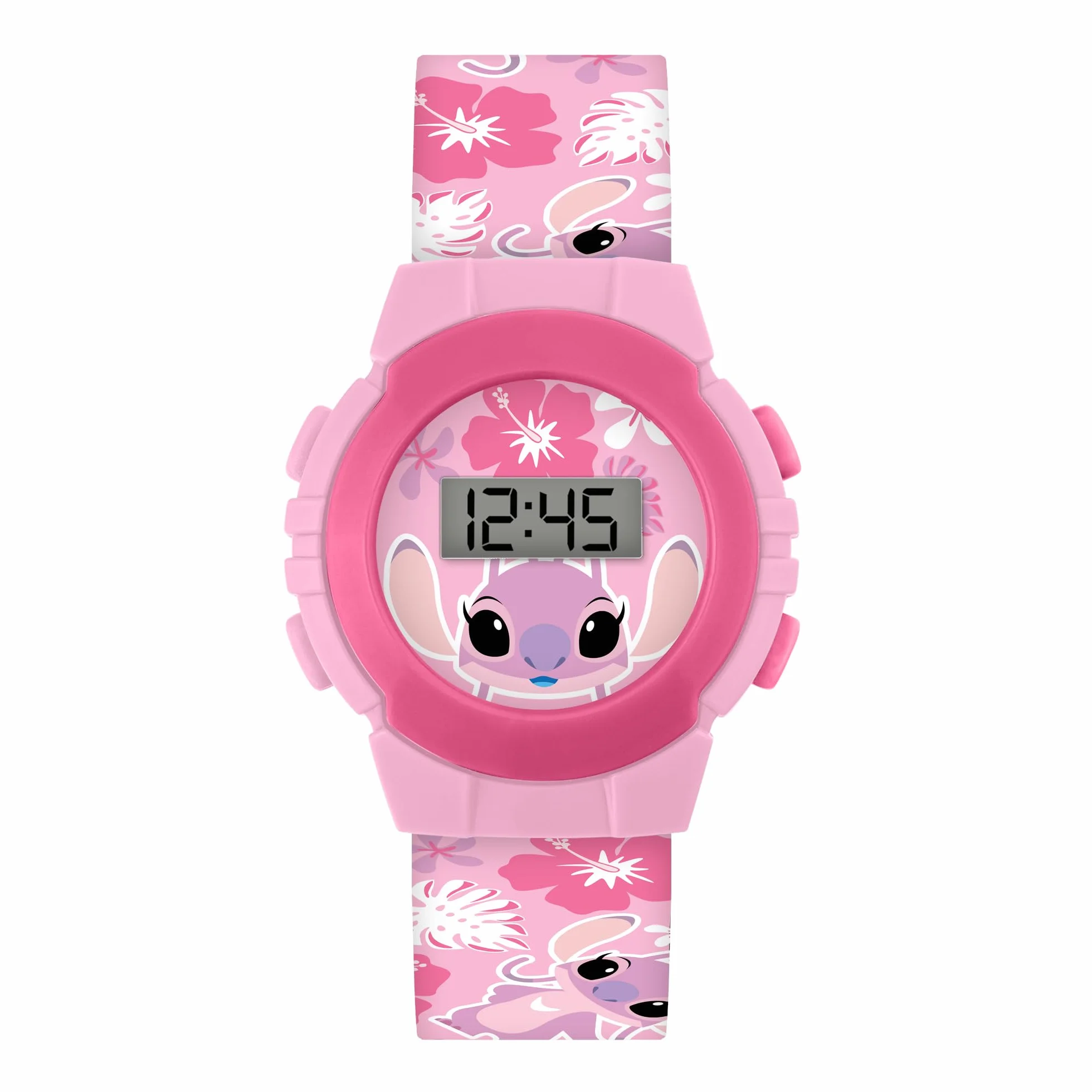 Lilo and Stitch Anioł Różowy Cyfrowy Kwarcowy Tropikalny Silikonowy Pasek Zegarek LAS4141ARG, różowy, Disney