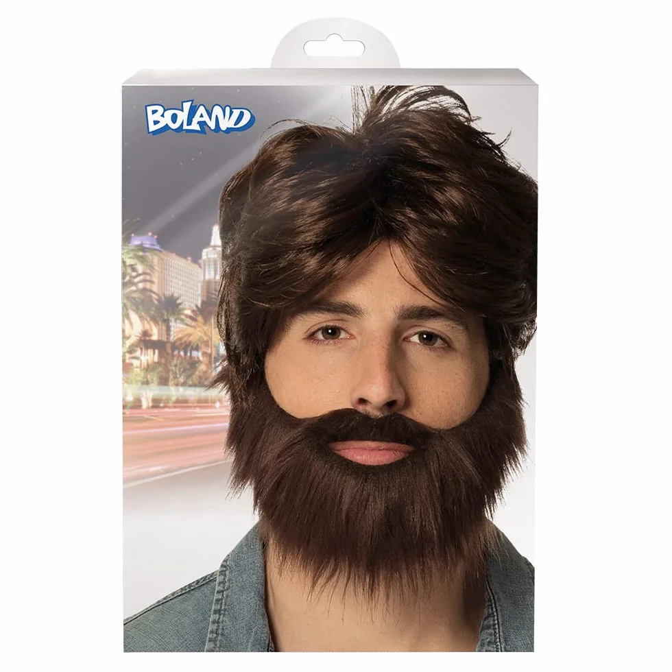 Boland 86312 - Peruka Kole[ z brod, brzowa, wBosy syntetyczne, fryzura, wieczór kawalerski, przyjaciele, fajny facet, karnawaB, halloween, impreza tematyczna