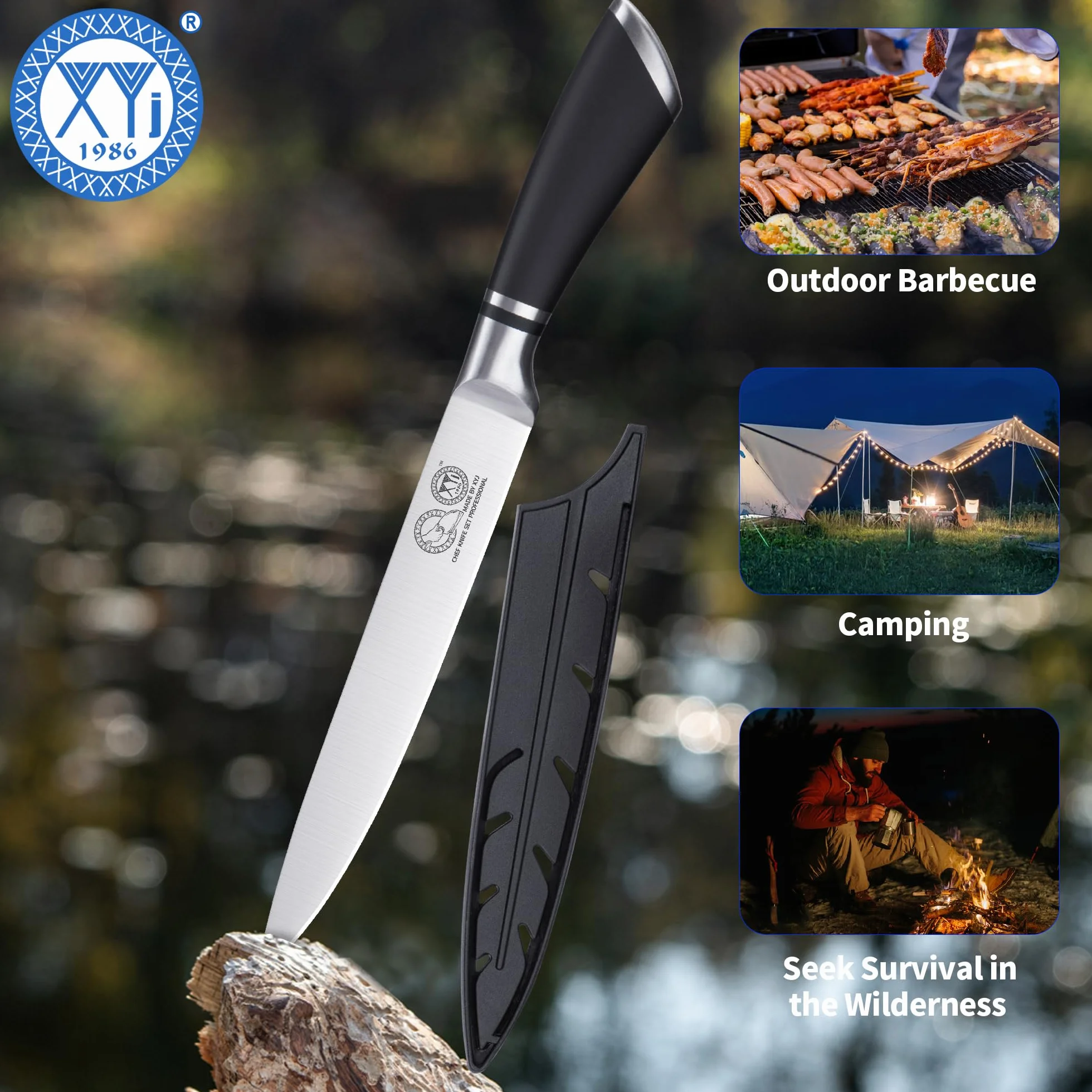 Stainless Steel 8 Inch Brisket Knife with Sheath Professional Chef Kitchen Knife