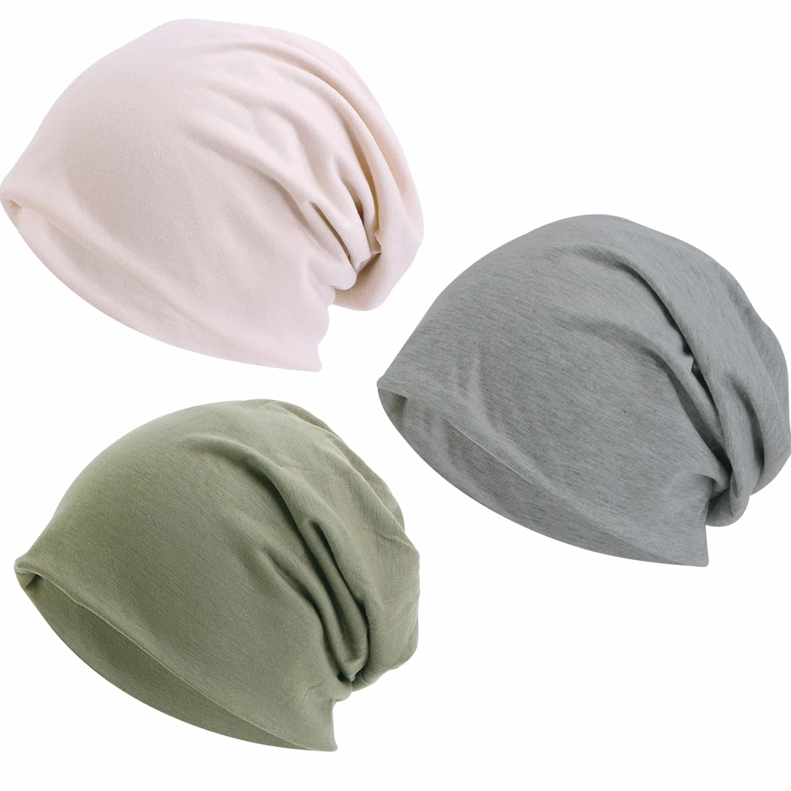 Slouchy Beanie czapka dla kobiet i mężczyzn, chemio, nakrycie głowy, na lato, lekka czapka do spania dla kobiet i mężczyzn (szara, zielona, khaki), szary, zielony, khaki, M-L