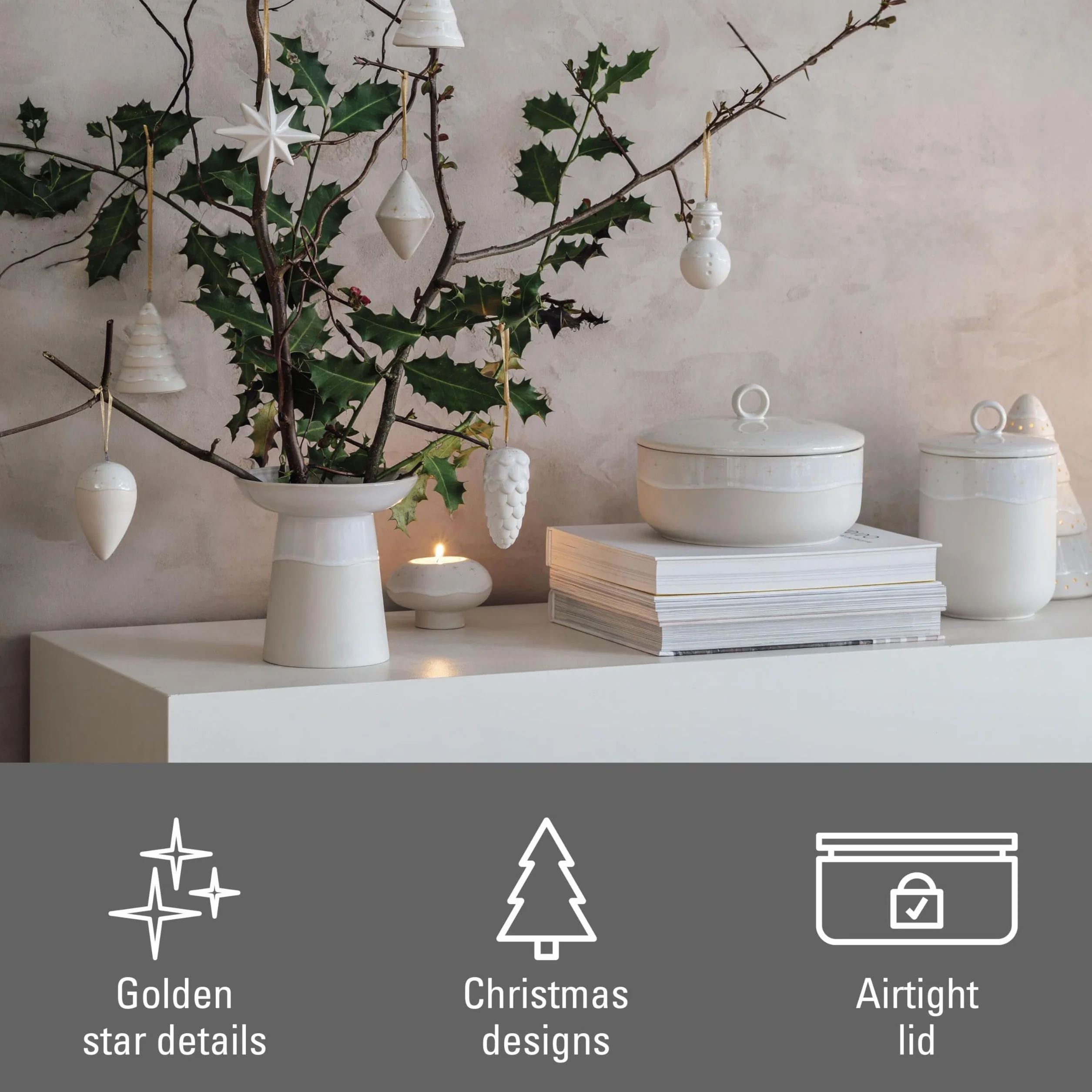 Villeroy & Boch Winter Glow pojemnik na ciastka porcelana Premium 19x19x11,5cm