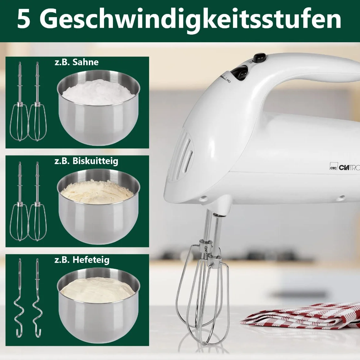 Clatronic mikser ręczny HM 3014 250 W stal nierdzewna biały