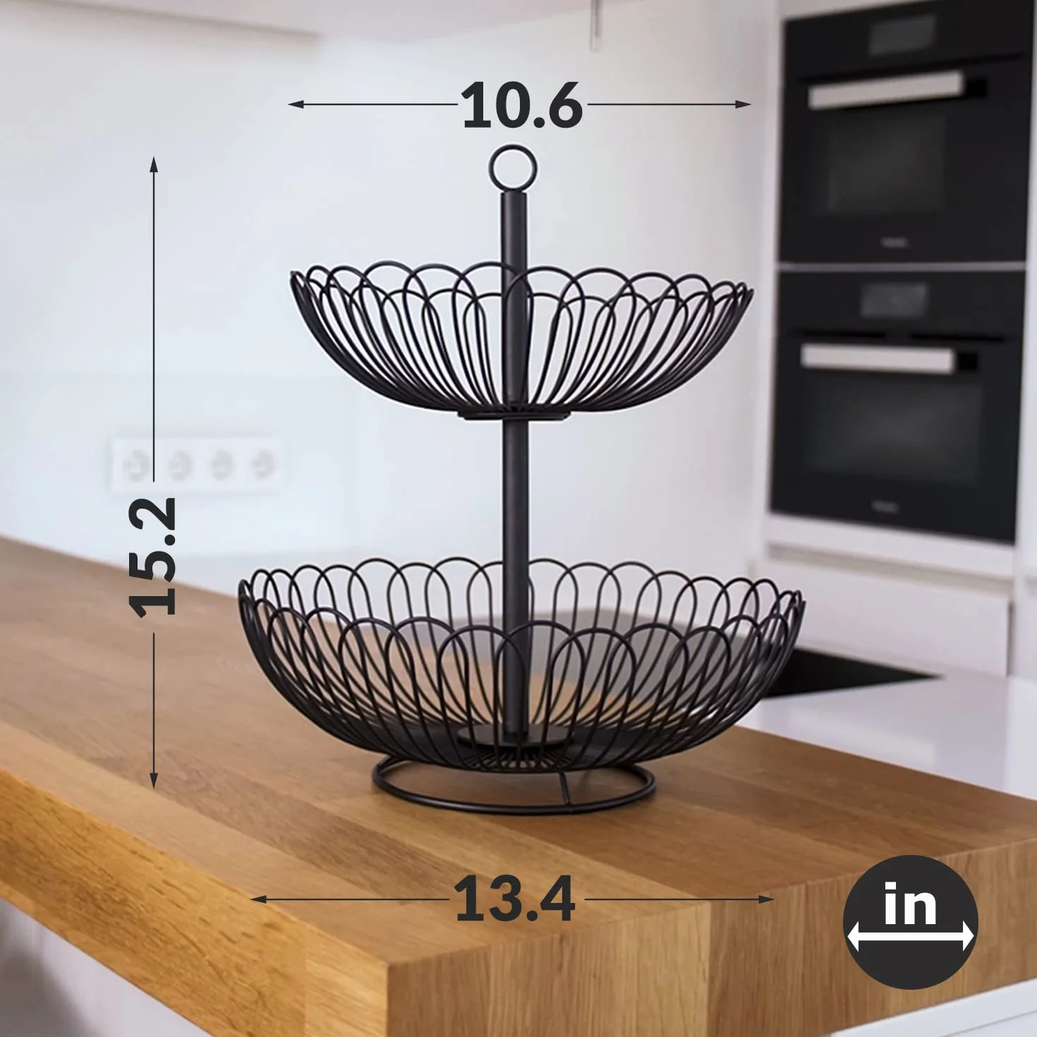 Chefarone® Półmisek na Owoce 33 cm Czarna Etażerka XL z Miseczkami