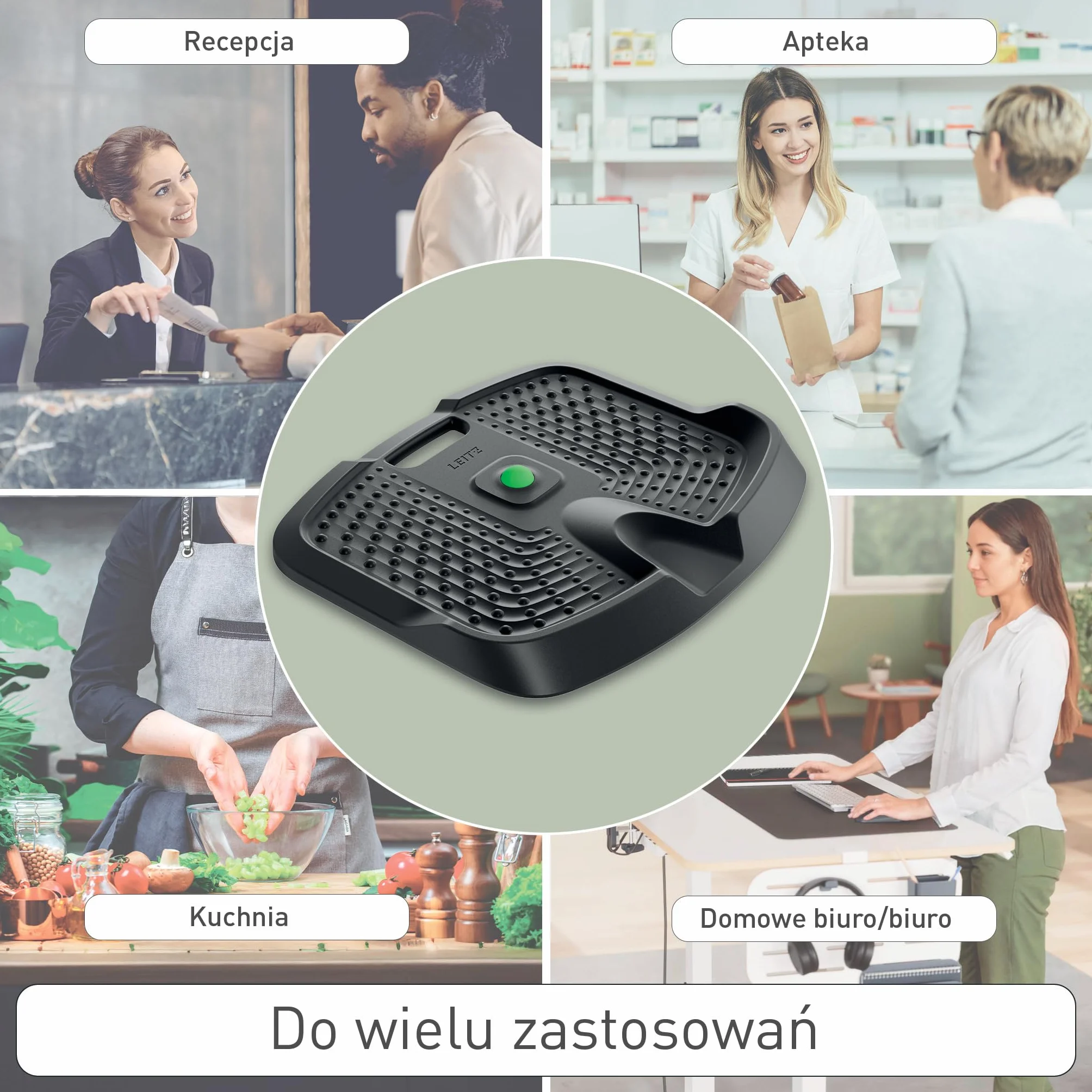 Ergonomiczna Mata Antyzmęczeniowa Leitz Active - wyściełana pianką PU, nierysująca, łagodząca zmęczenie, mata do domu i biura z wyjmowaną kulą masującą