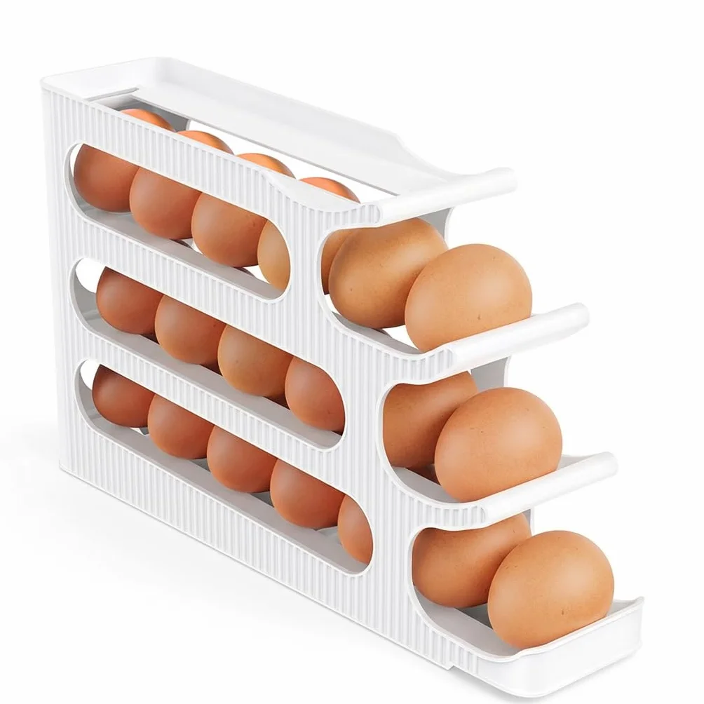 Uchwyt na jajka organizer lodówki, automatyczne toczenie oszczędzające miejsce przechowywanie jajek, uchwyt na jajka do lodówki, kuchnia - 1 sztuka, Egg Holder