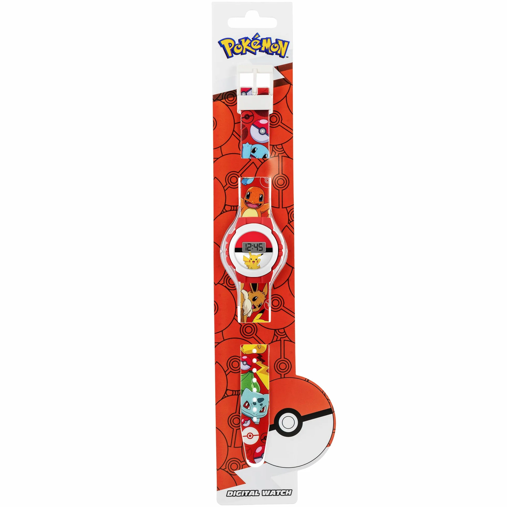 Accutime Pokémon czerwony znak nadruk cyfrowy zegarek POK4374, wielokolorowy, nowoczesny, wielobarwny, Nowoczesny