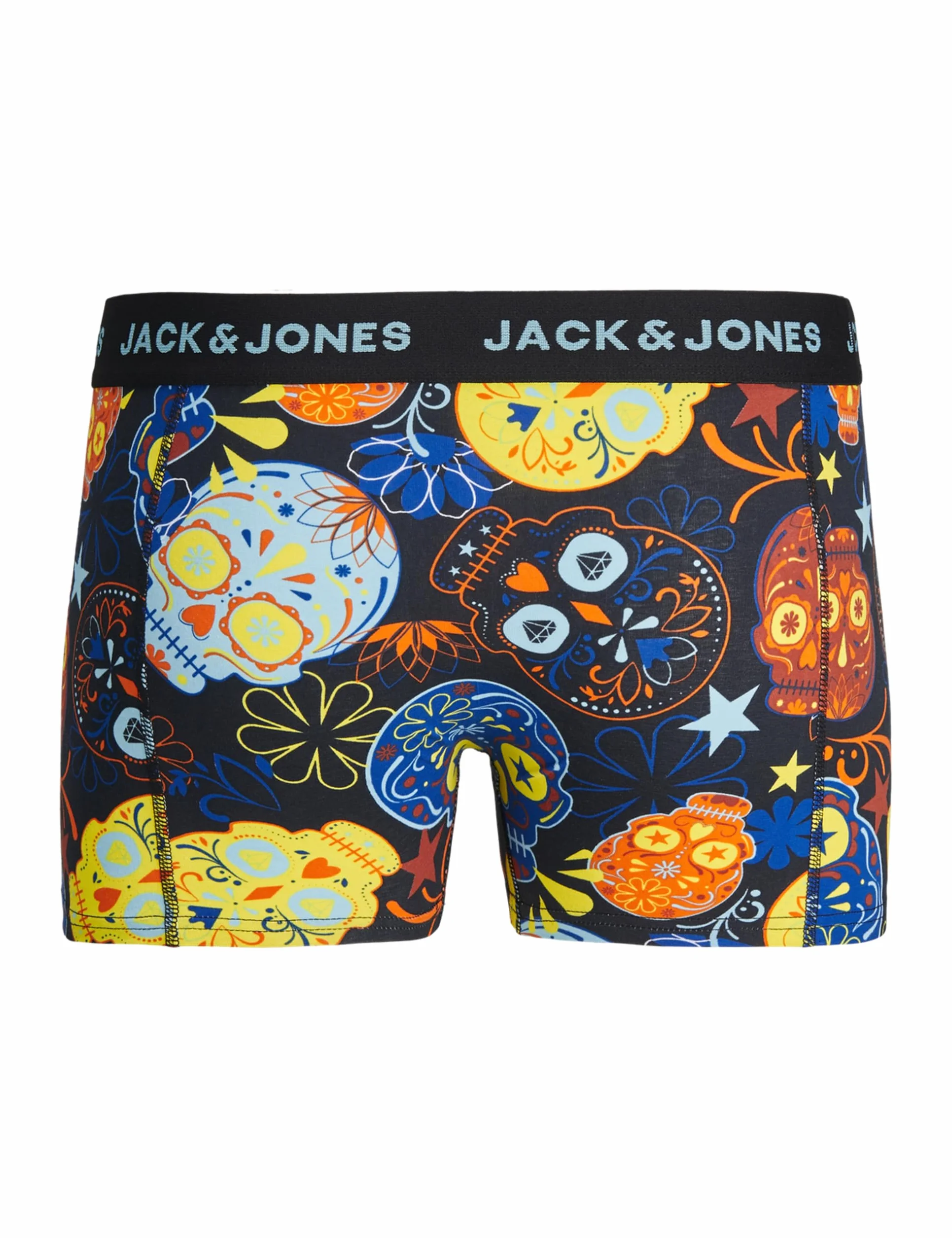 Jack & Jones Boy bokserki chłopięce, 3 sztuki, Sugar Skull Print, czarny/szczegóły: czarny – żółty, 128
