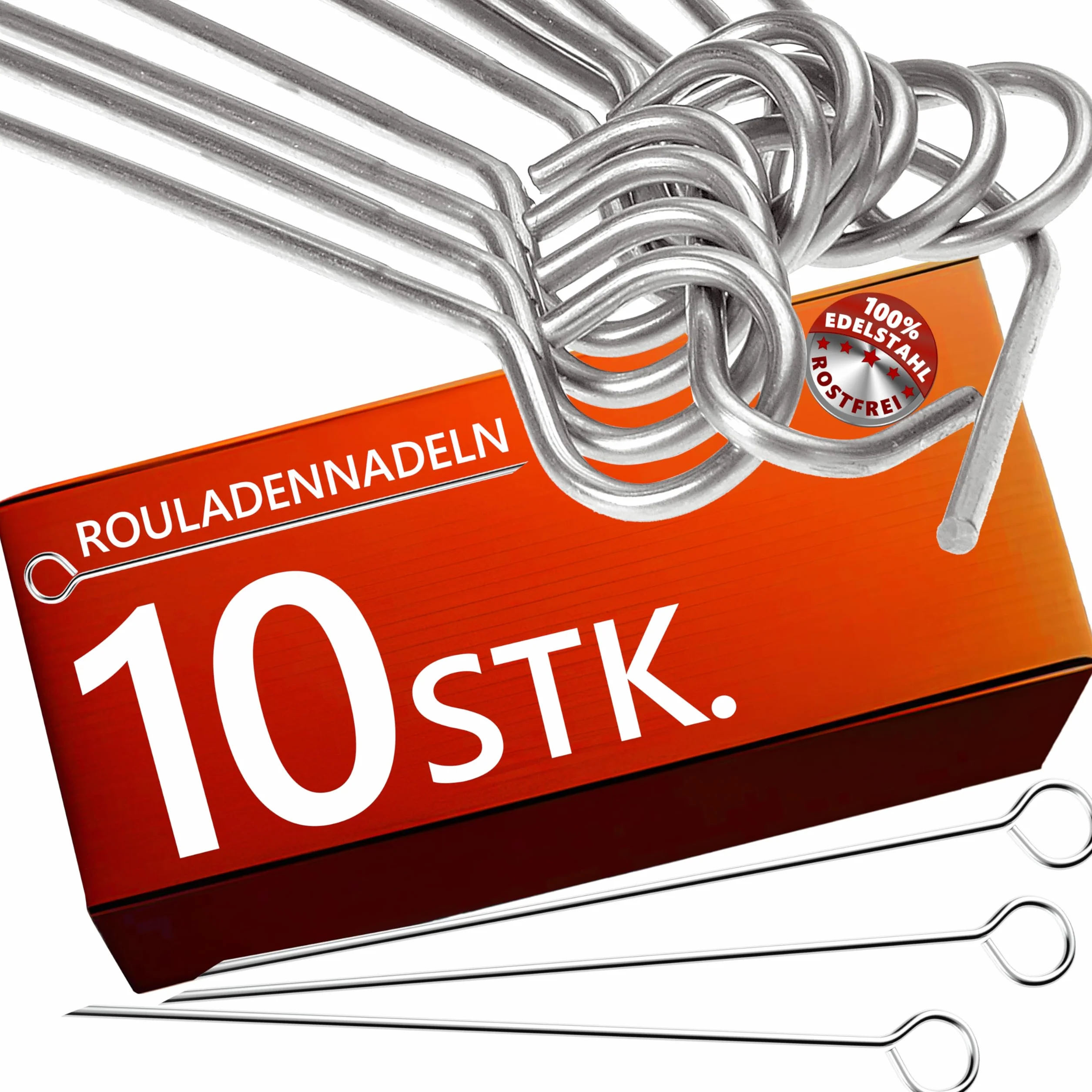 4smile Igły do rolady - 10 sztuk igieł do rolady ze stali nierdzewnej 10 cm - poręczne szpikulce do rolady z ostrymi końcówkami jako funkcjonalny zamiennik spinaczy do rolady