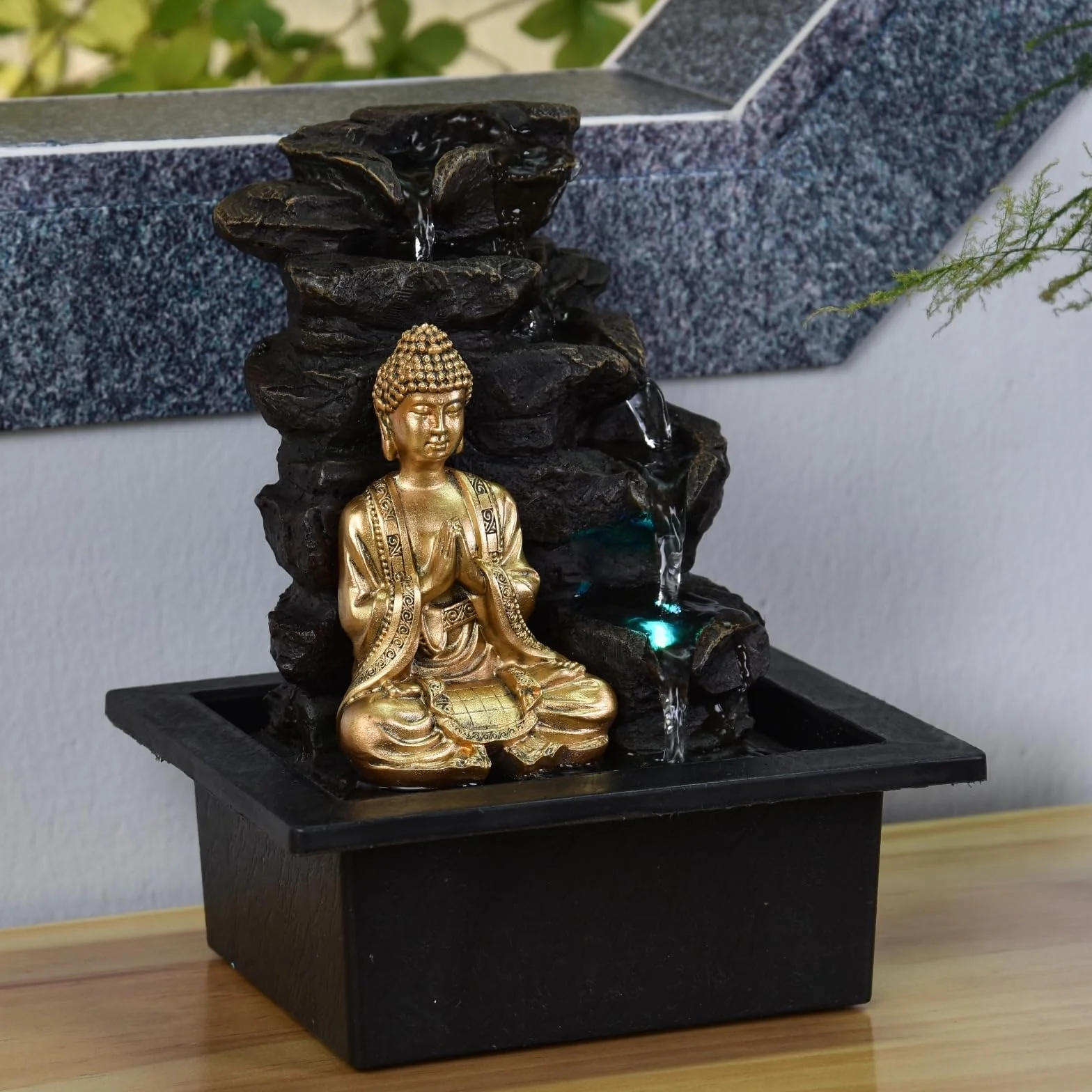 Zen'Light Shira fontanna pokojowa z pompą i oświetleniem LED, żywica syntetyczna, rozmiar uniwersalny